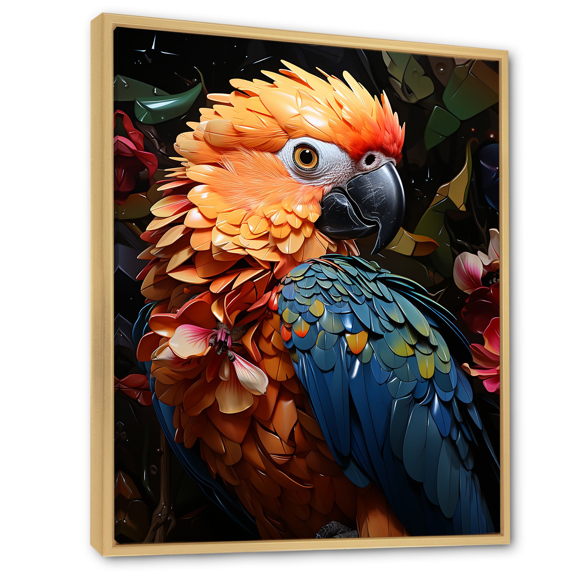 Blue And Orange Vibrant Parrot Paradox - Parrot Canvas Wall Art