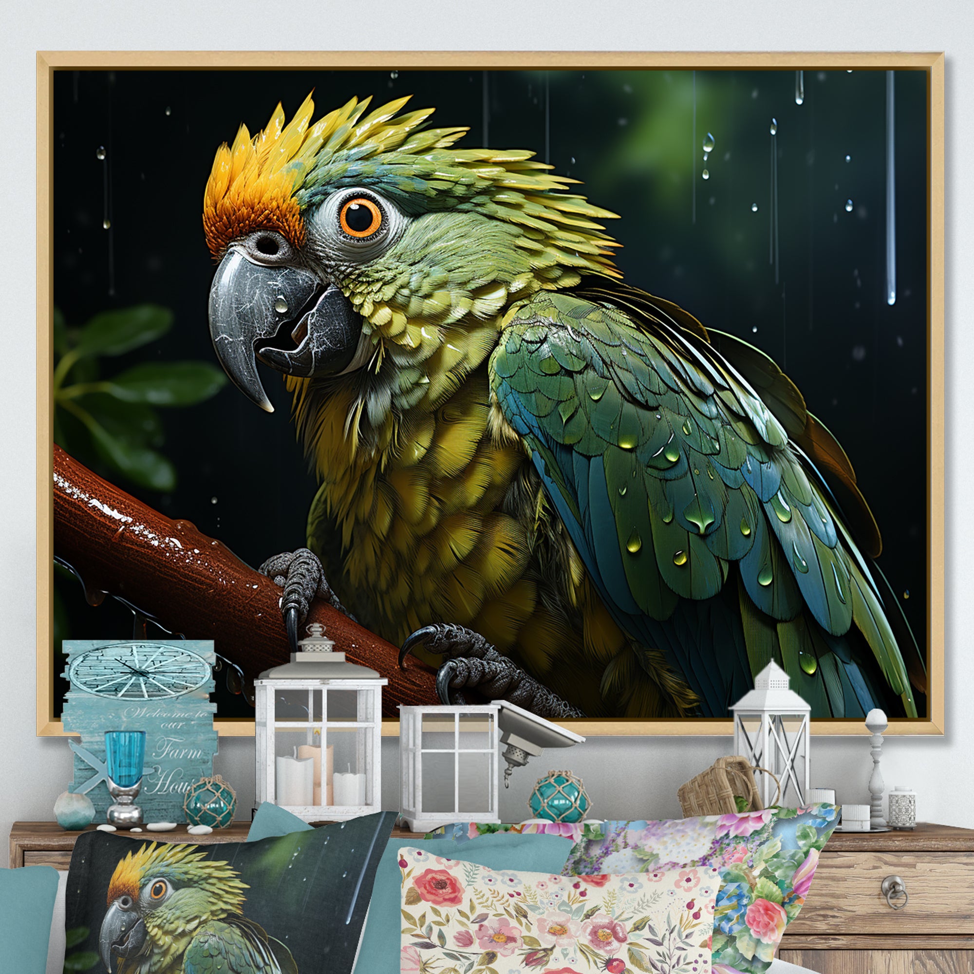 Green And Yellow Parrots Rainforest Chorus - Parrot Wall Art Prints