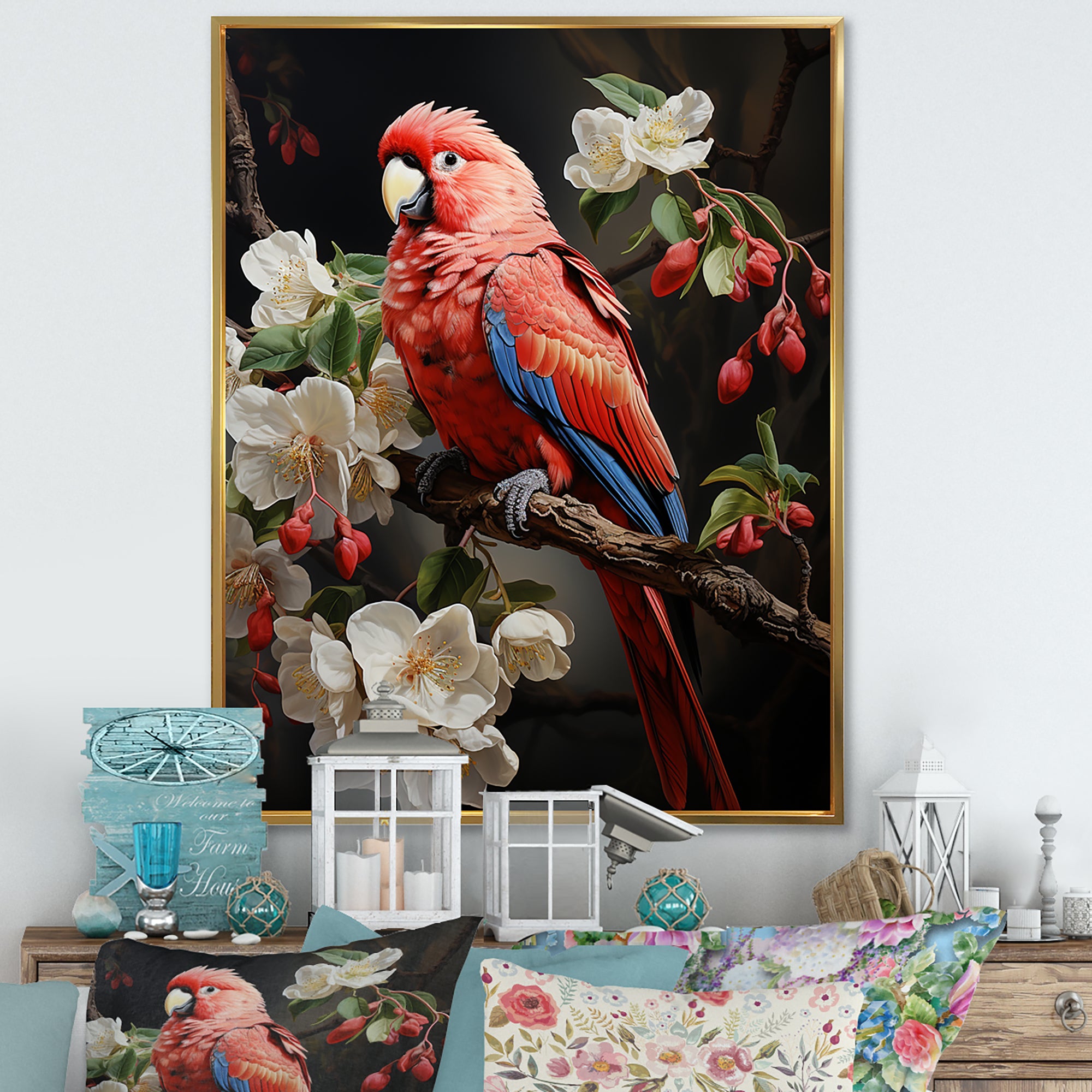 Red Parrot S Lively Radiance - Red Parrot Wall Art