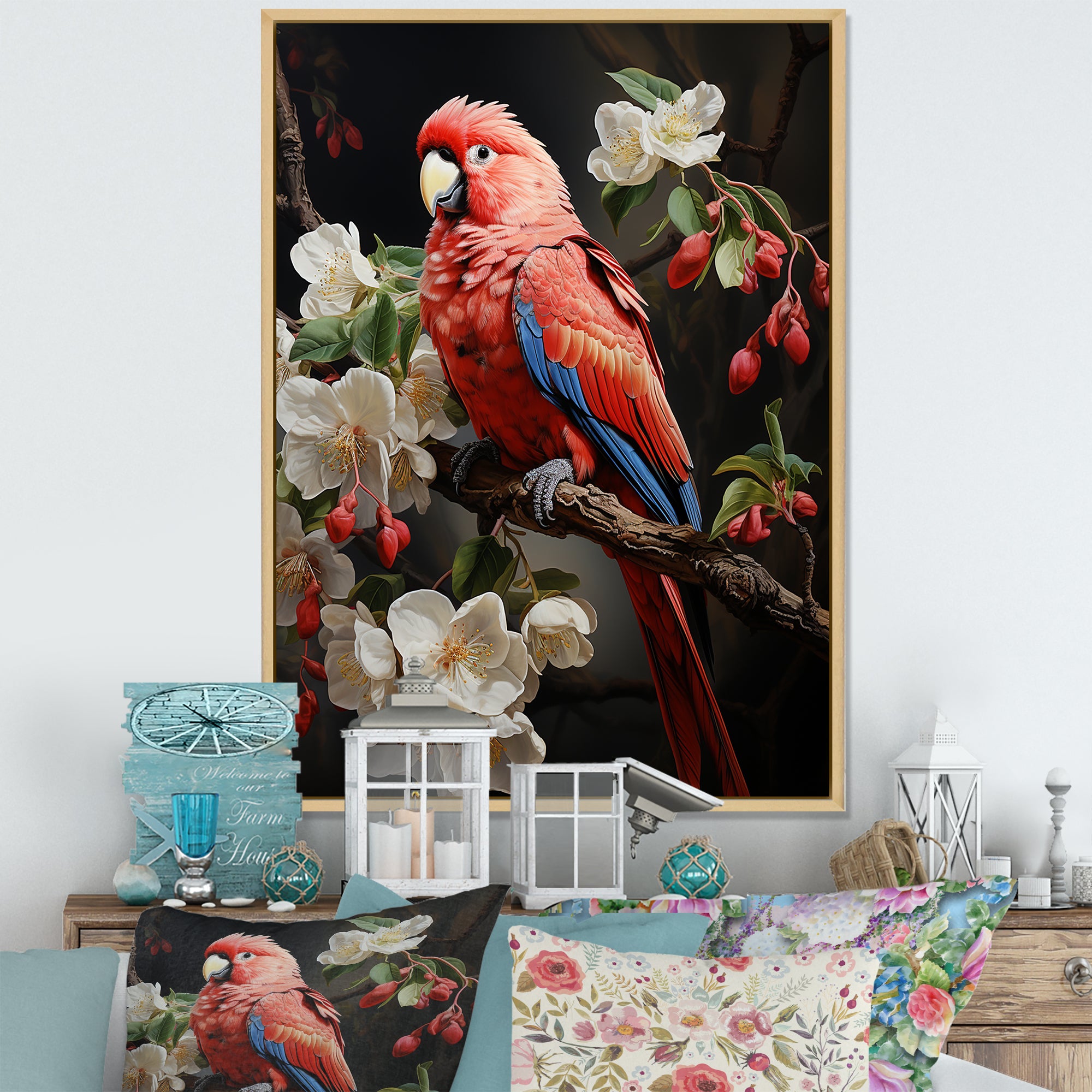 Red Parrot S Lively Radiance - Red Parrot Wall Art
