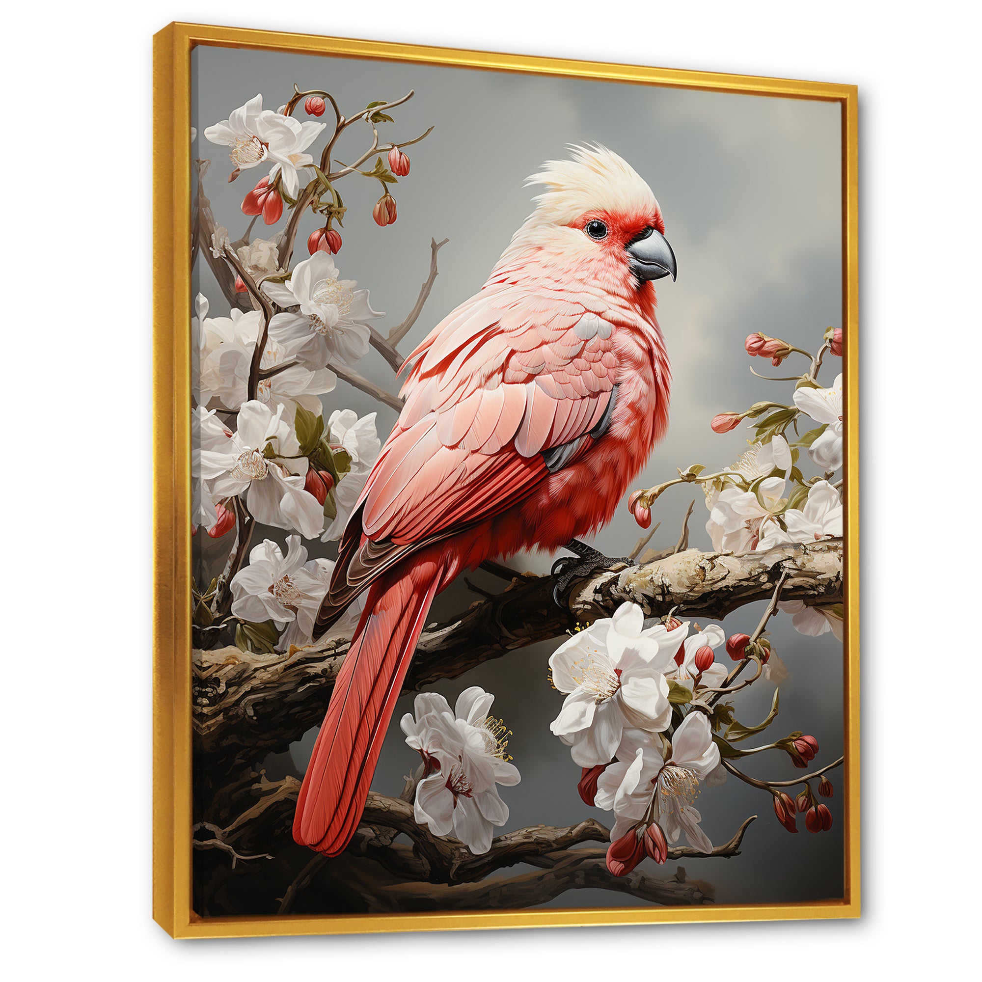 Chirping Red Cardinal Serenade - Bird Framed Canvas Art