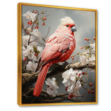 Chirping Red Cardinal Serenade - Bird Framed Canvas Art