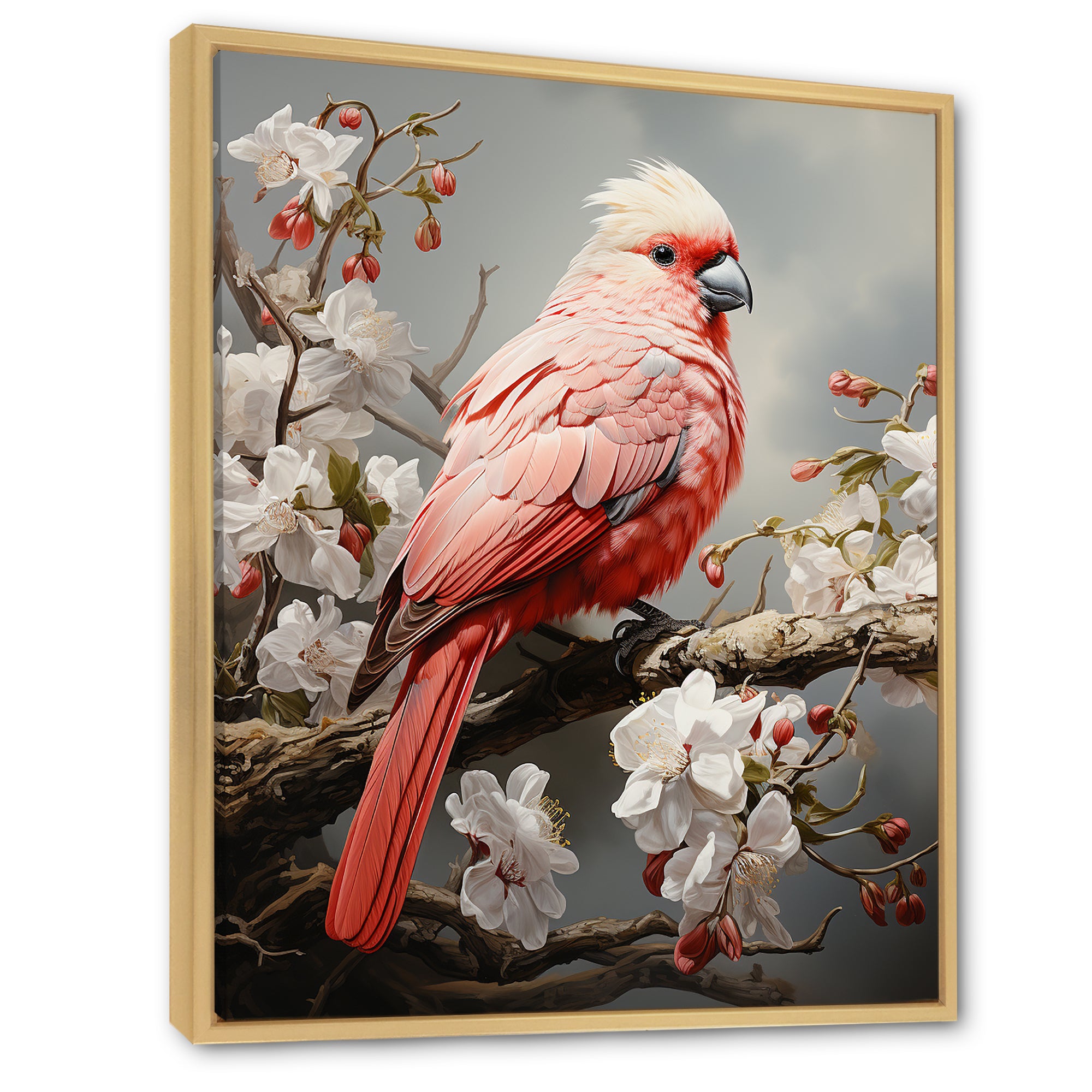 Chirping Red Cardinal Serenade - Bird Framed Canvas Art