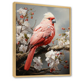 Chirping Red Cardinal Serenade - Bird Framed Canvas Art