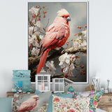 Chirping Red Cardinal Serenade - Bird Framed Canvas Art