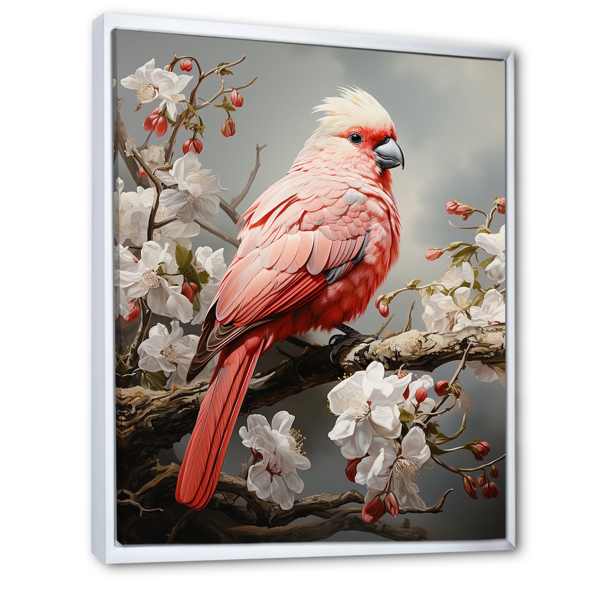 Chirping Red Cardinal Serenade - Bird Framed Canvas Art