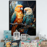 Yellow And Teal Parrot S Lively Radiance - Parrot Large Canvas Wall Art