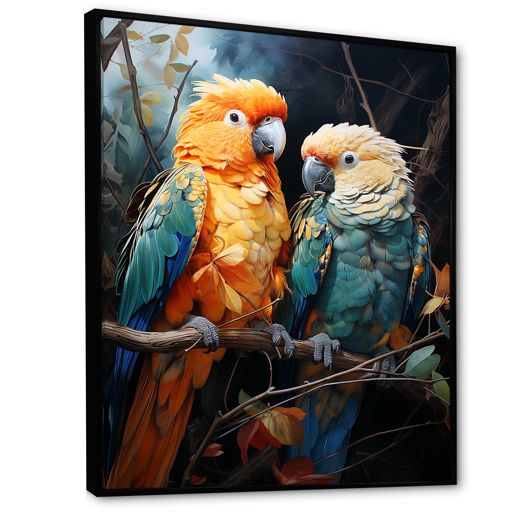 Yellow And Teal Parrot S Lively Radiance - Parrot Large Canvas Wall Art