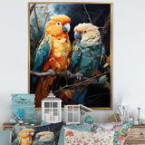 Yellow And Teal Parrot S Lively Radiance - Parrot Large Canvas Wall Art