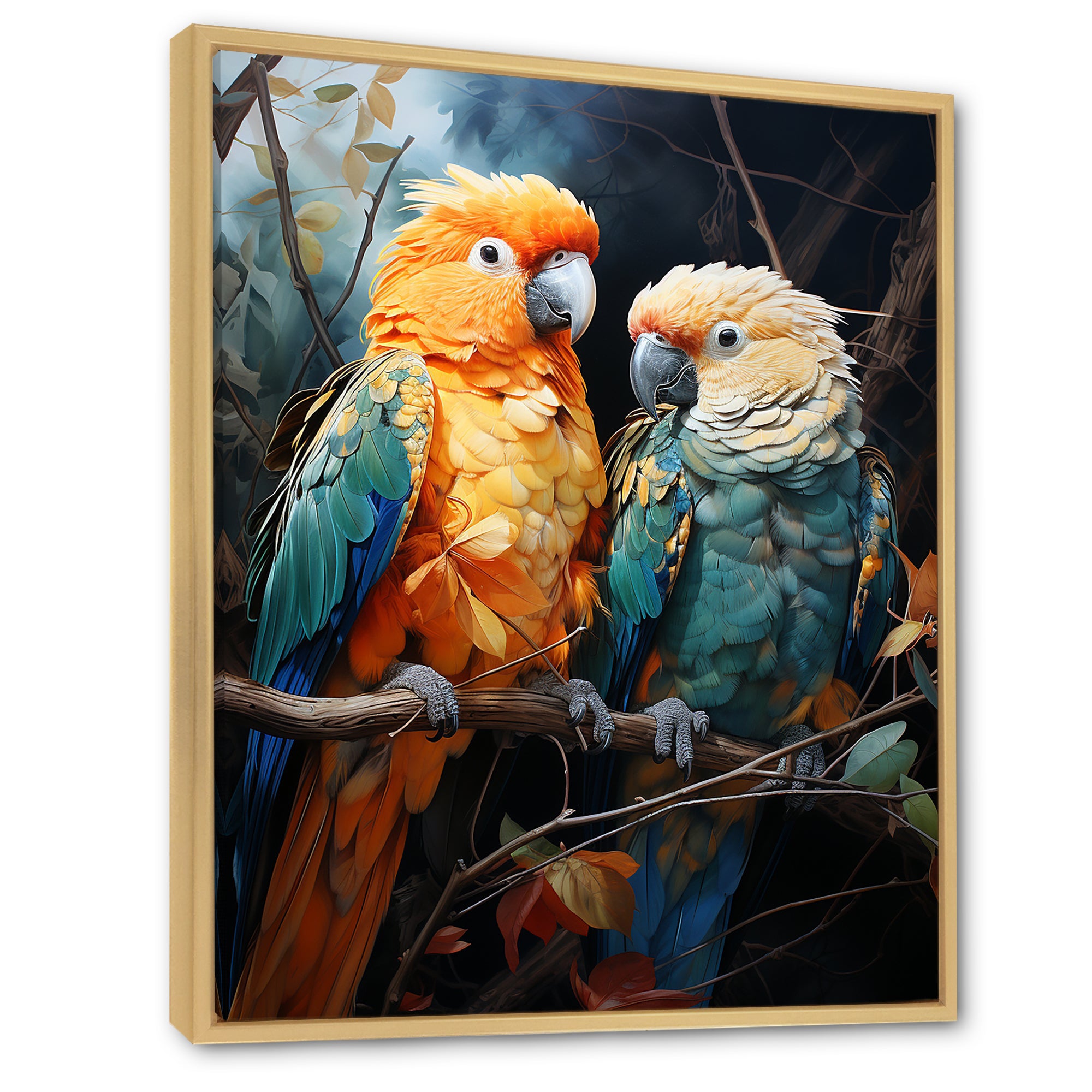 Yellow And Teal Parrot S Lively Radiance - Parrot Large Canvas Wall Art