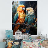 Yellow And Teal Parrot S Lively Radiance - Parrot Large Canvas Wall Art