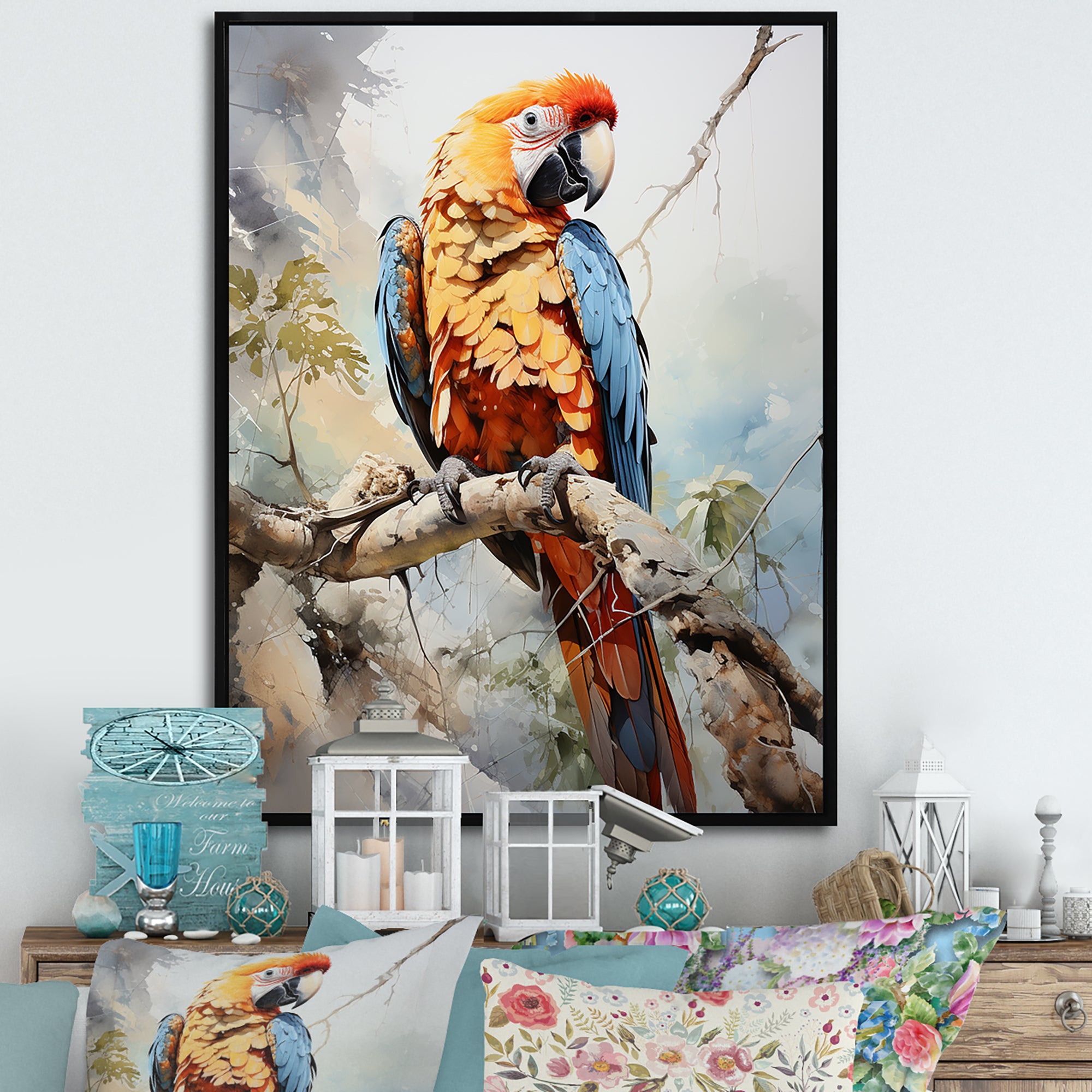 Parrots Sunny Companions Delight - Parrot Bedroom Wall Art