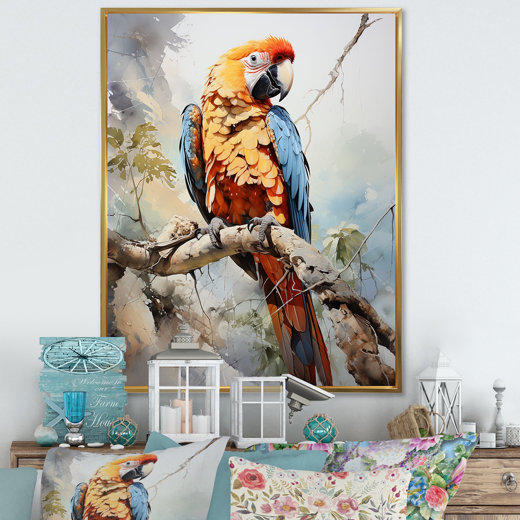 Parrots Sunny Companions Delight - Parrot Bedroom Wall Art