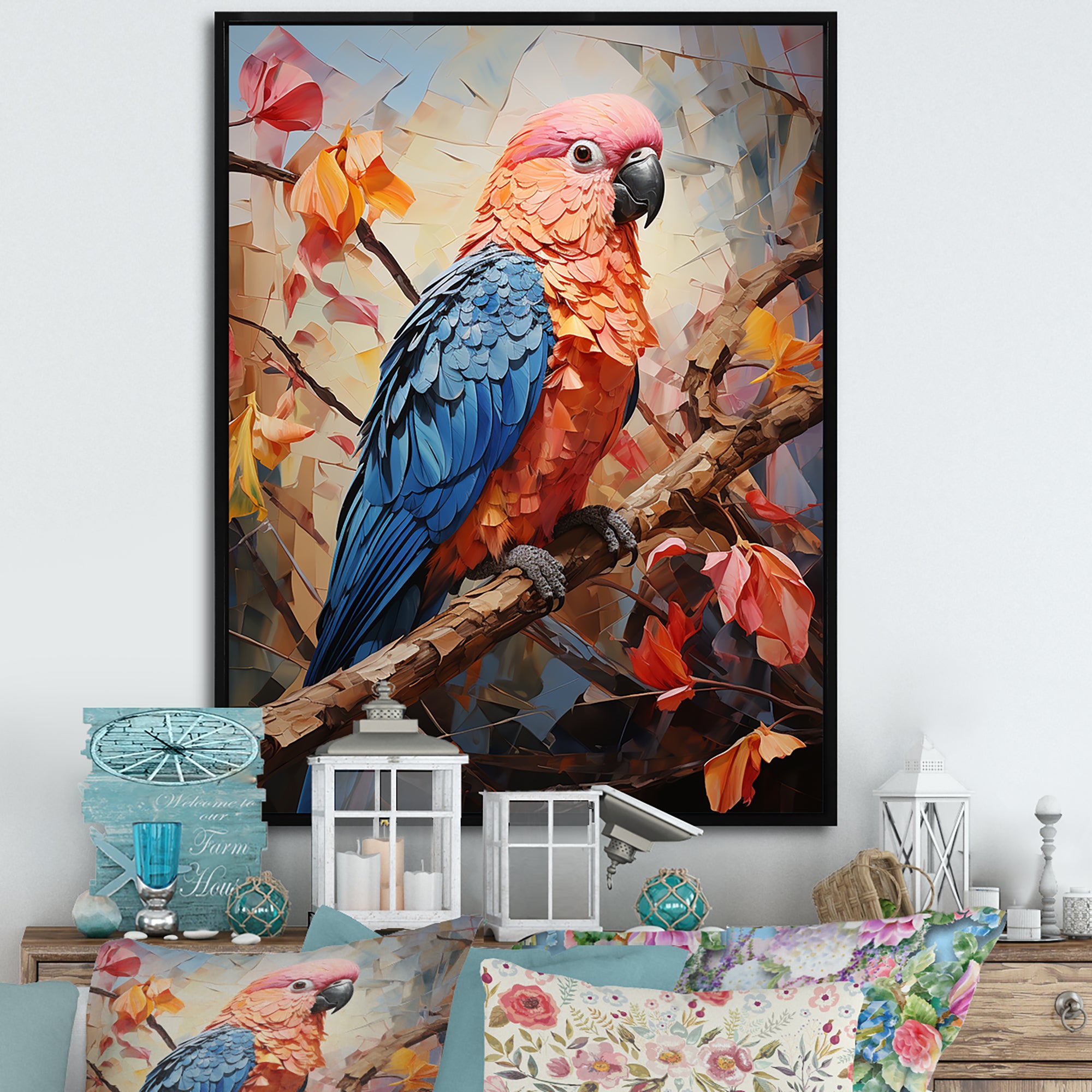 Parrots Sunset Serenade Euphoria - Parrot Canvas Wall Art