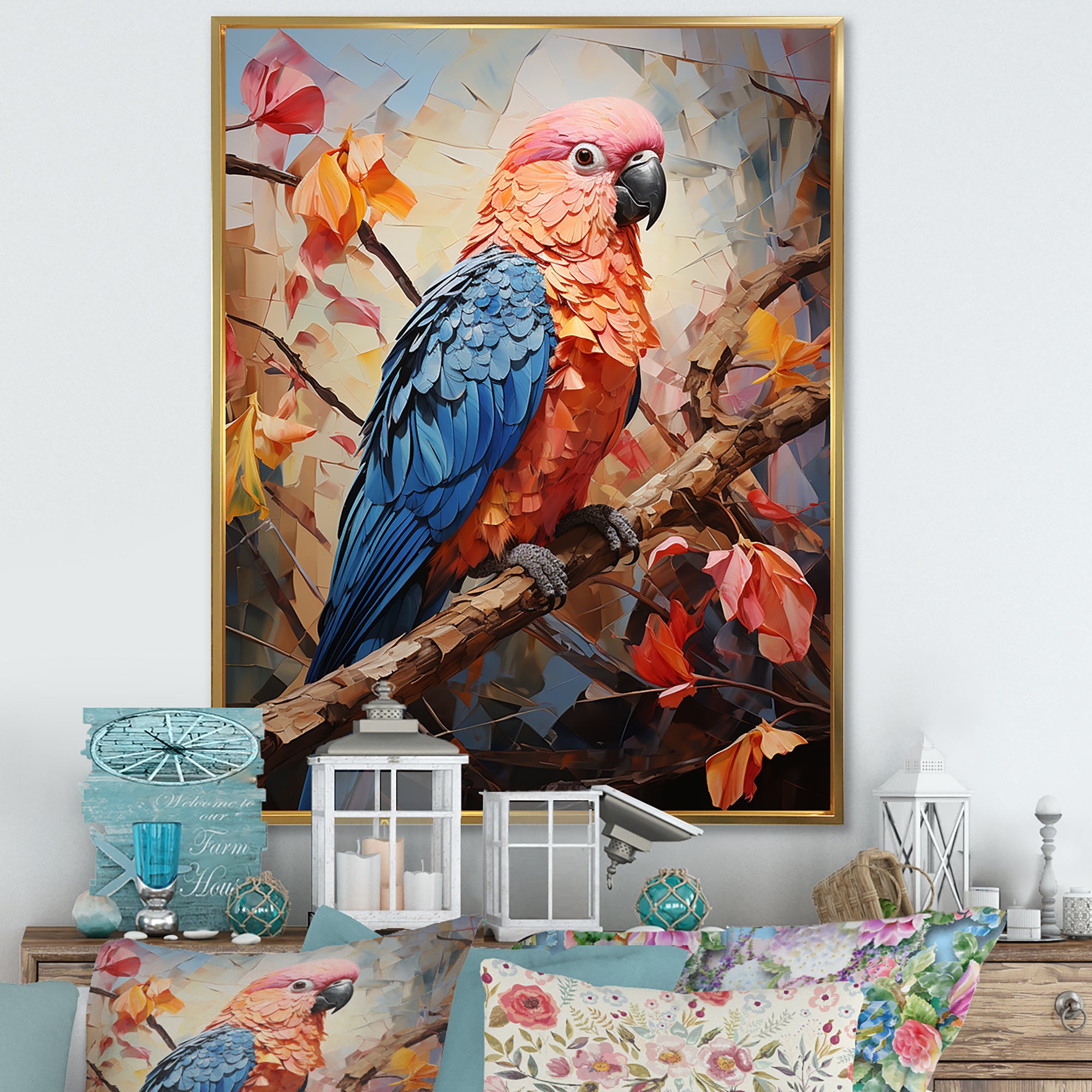 Parrots Sunset Serenade Euphoria - Parrot Canvas Wall Art