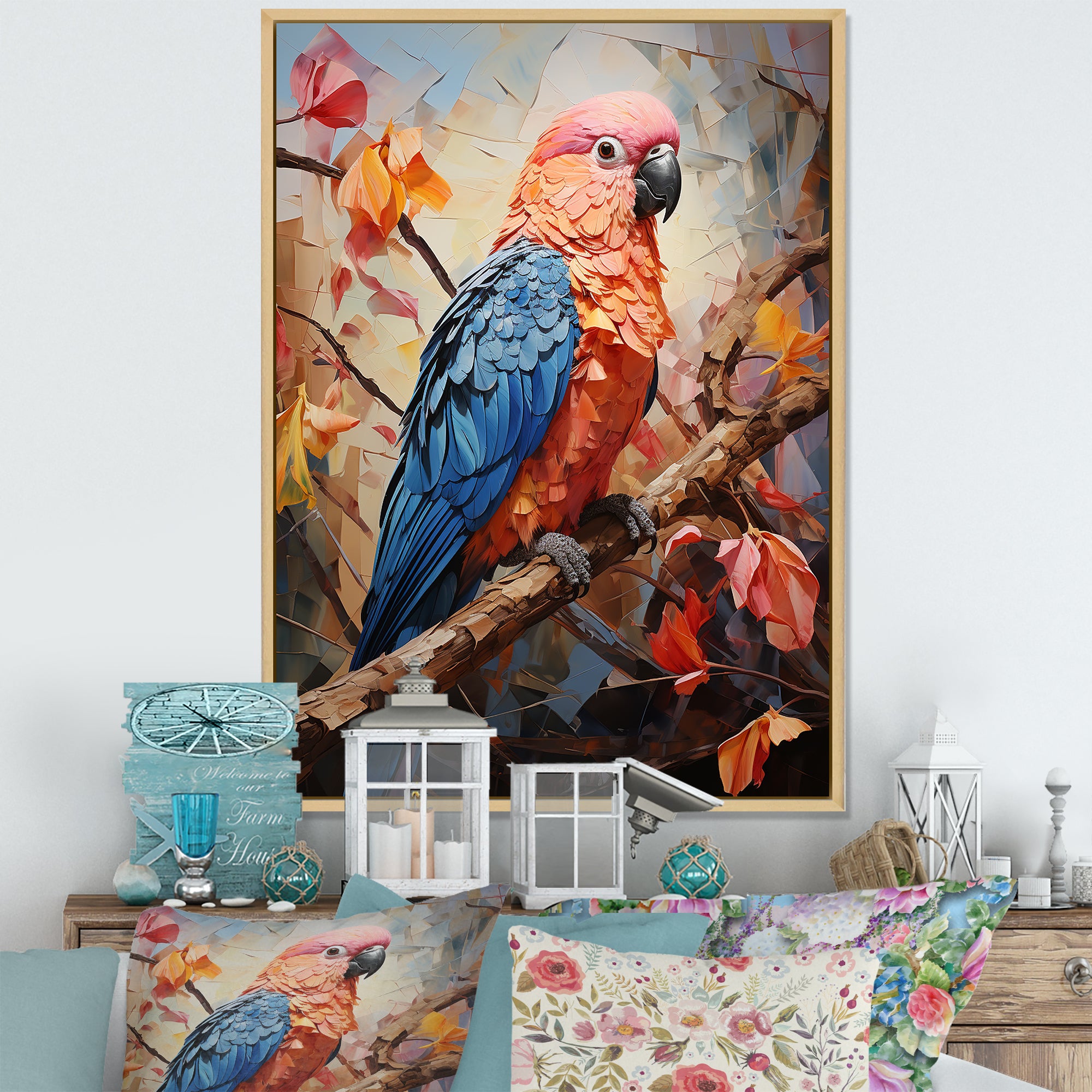 Parrots Sunset Serenade Euphoria - Parrot Canvas Wall Art