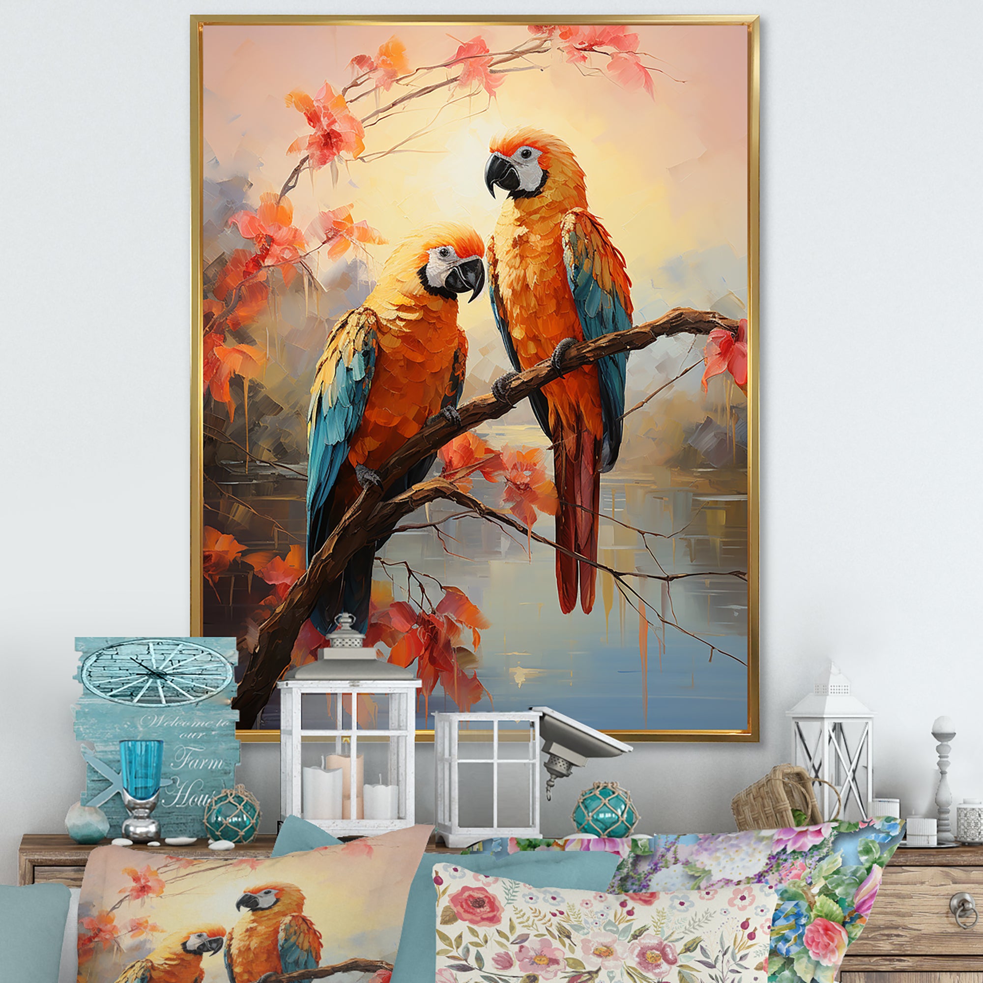 Parrots Sunset Serenade - Parrot Wall Decor