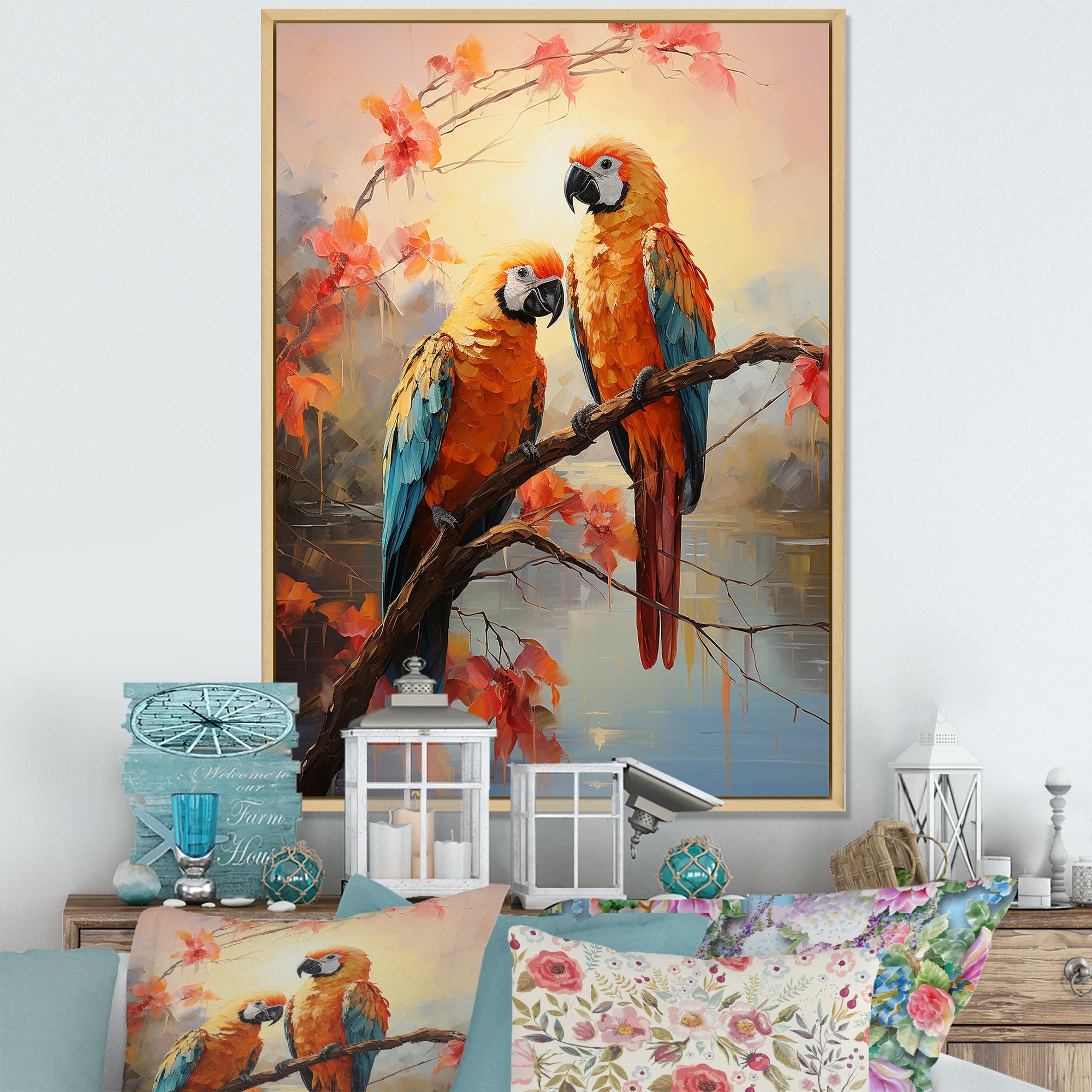Parrots Sunset Serenade - Parrot Wall Decor