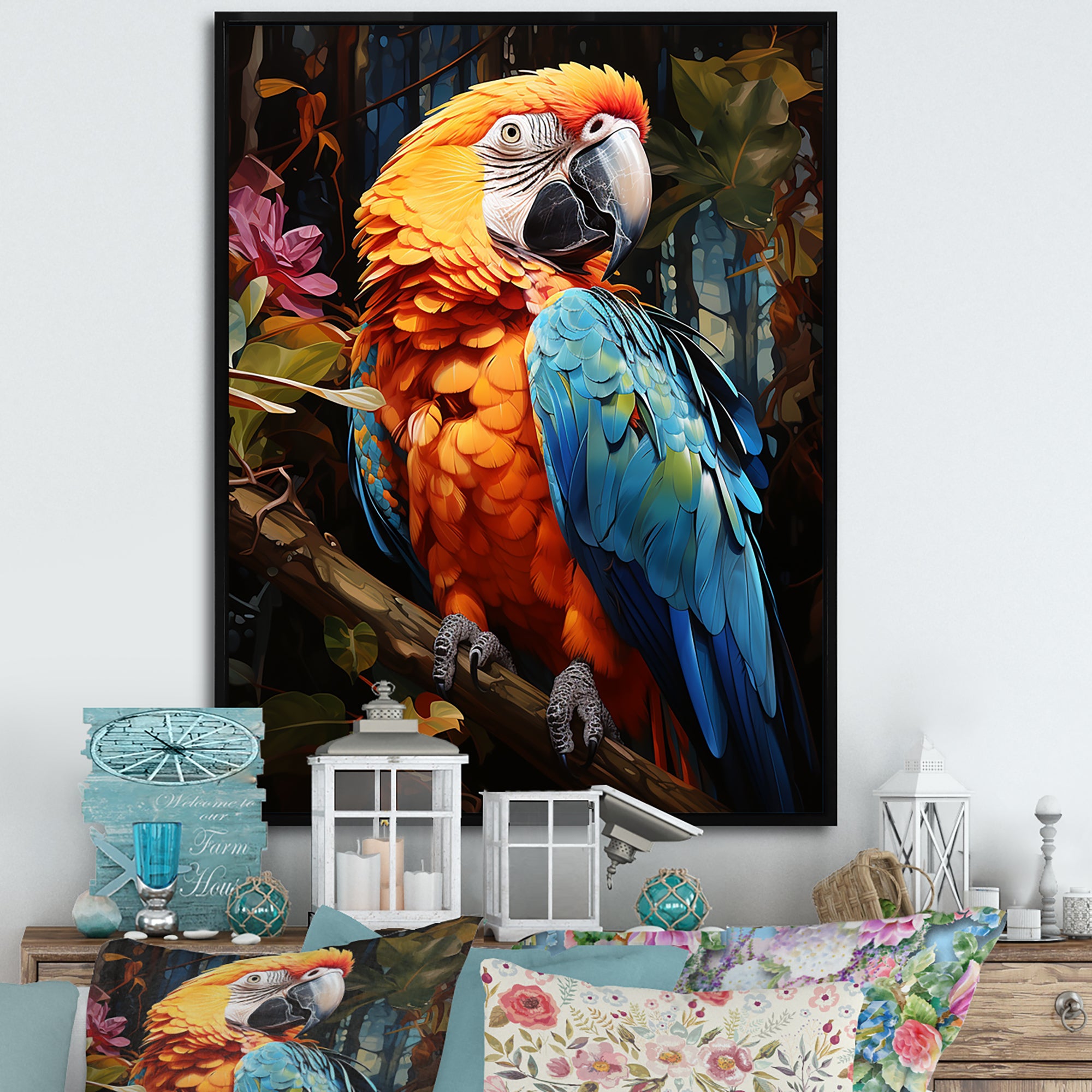 Parrot Tropical Jungle Euphony - Parrot Wall Art Prints