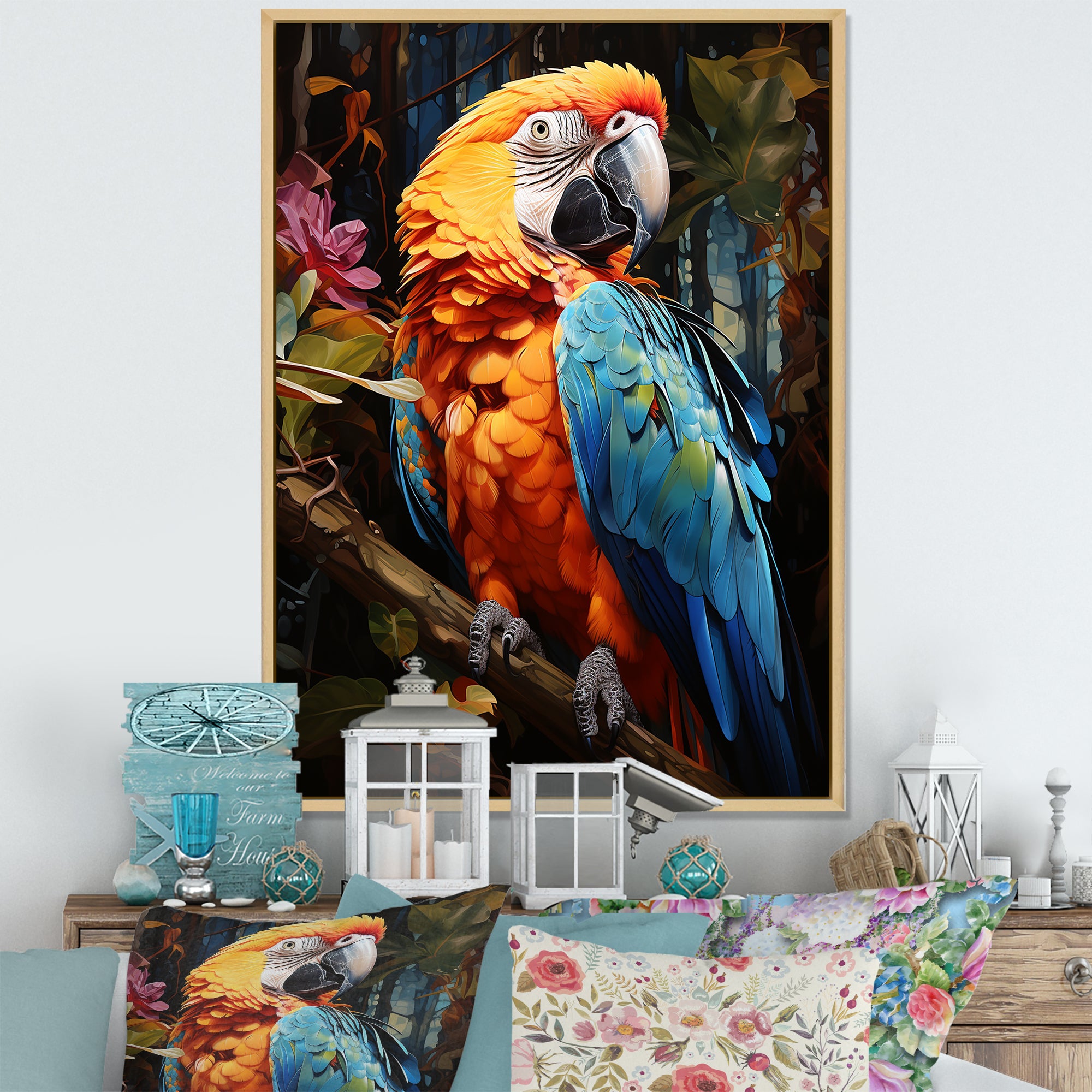 Parrot Tropical Jungle Euphony - Parrot Wall Art Prints