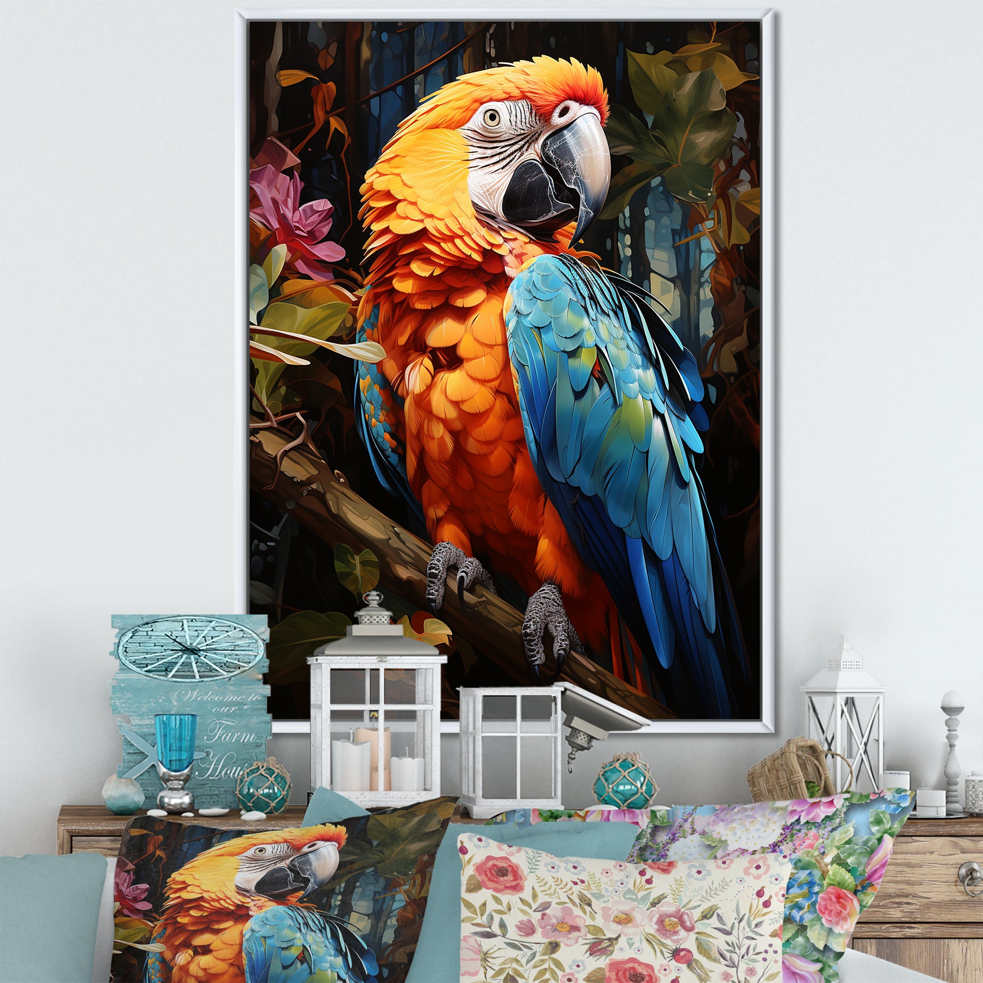Parrot Tropical Jungle Euphony - Parrot Wall Art Prints