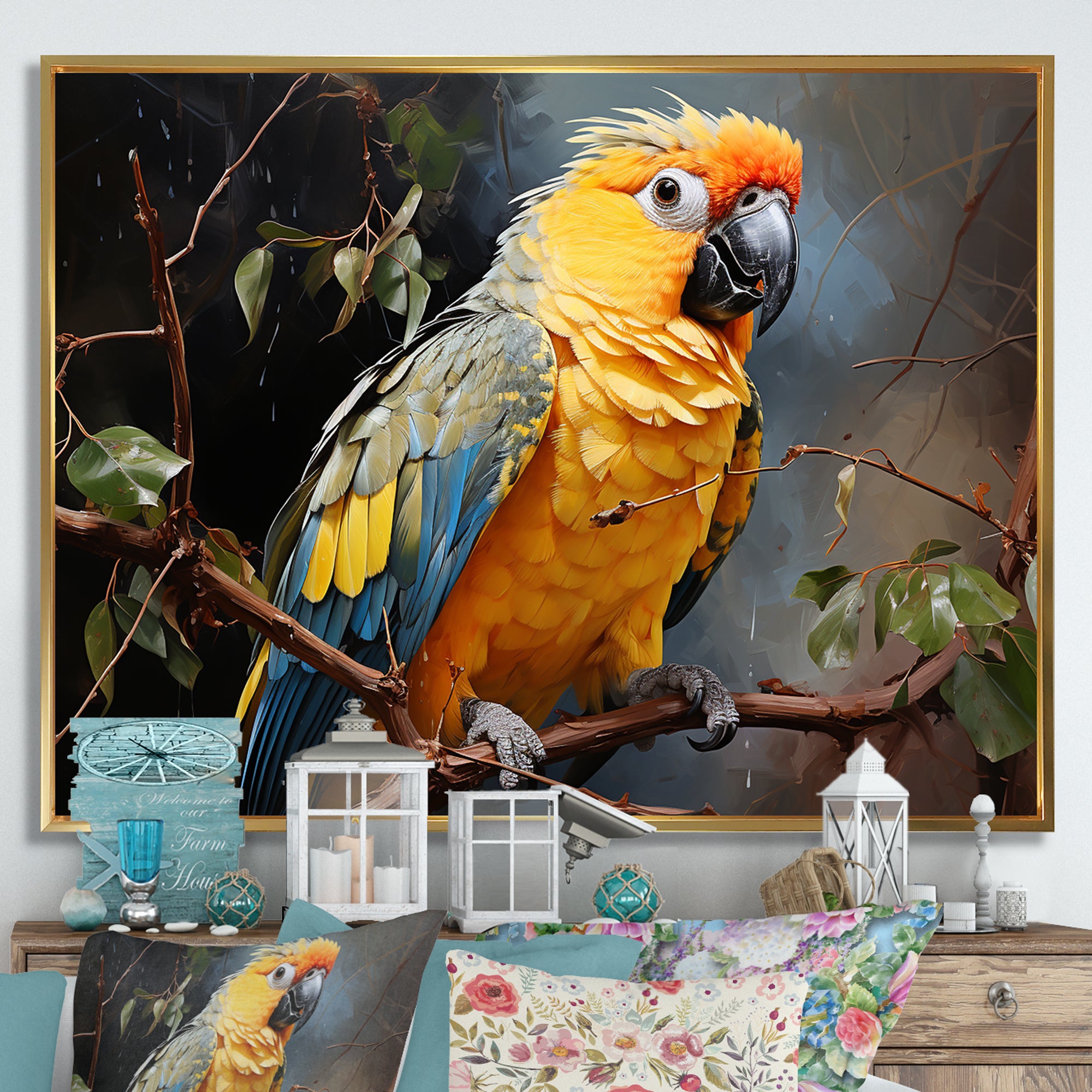 Parrot Tropical Harmony - Yellow Parrot Wall Art