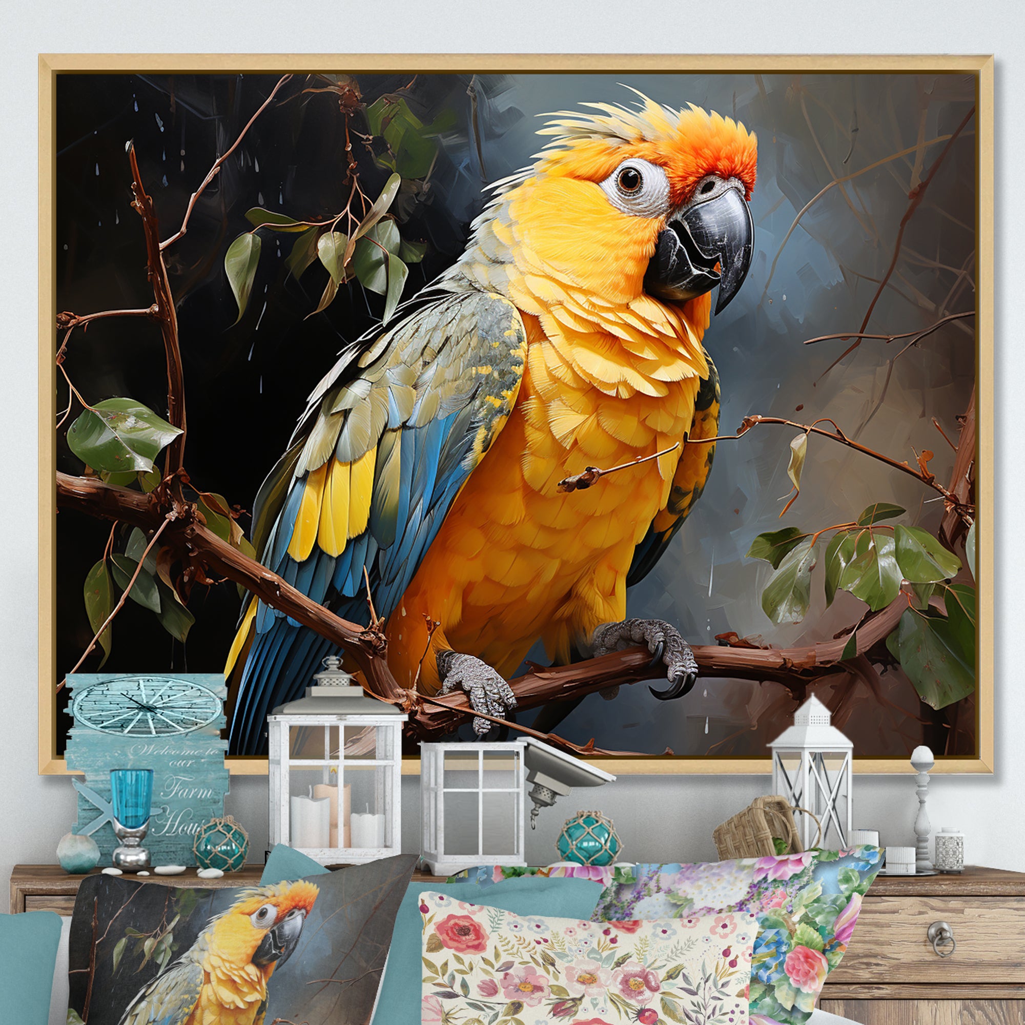 Parrot Tropical Harmony - Yellow Parrot Wall Art