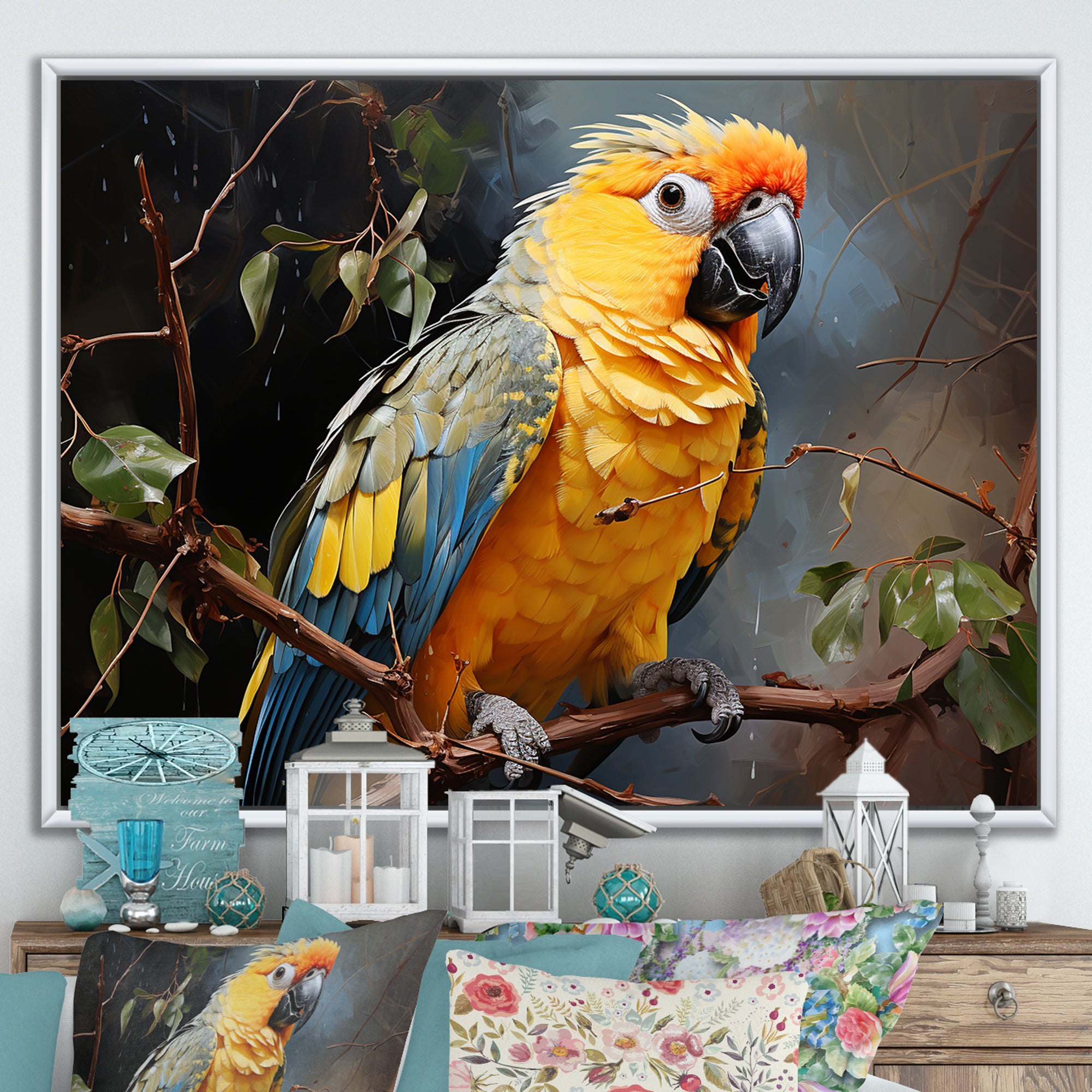 Parrot Tropical Harmony - Yellow Parrot Wall Art