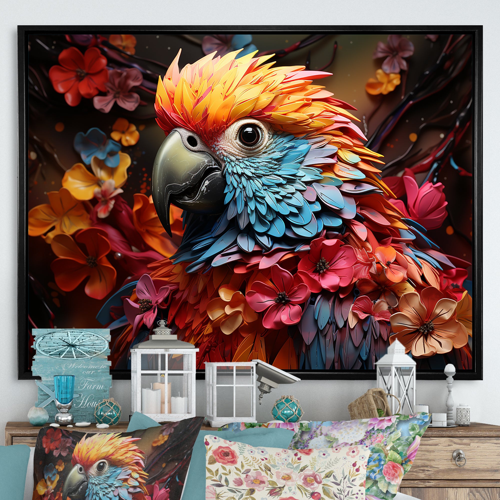 Parrot S Tropical Rhapsody - Parrot Large Canvas Wall Art
