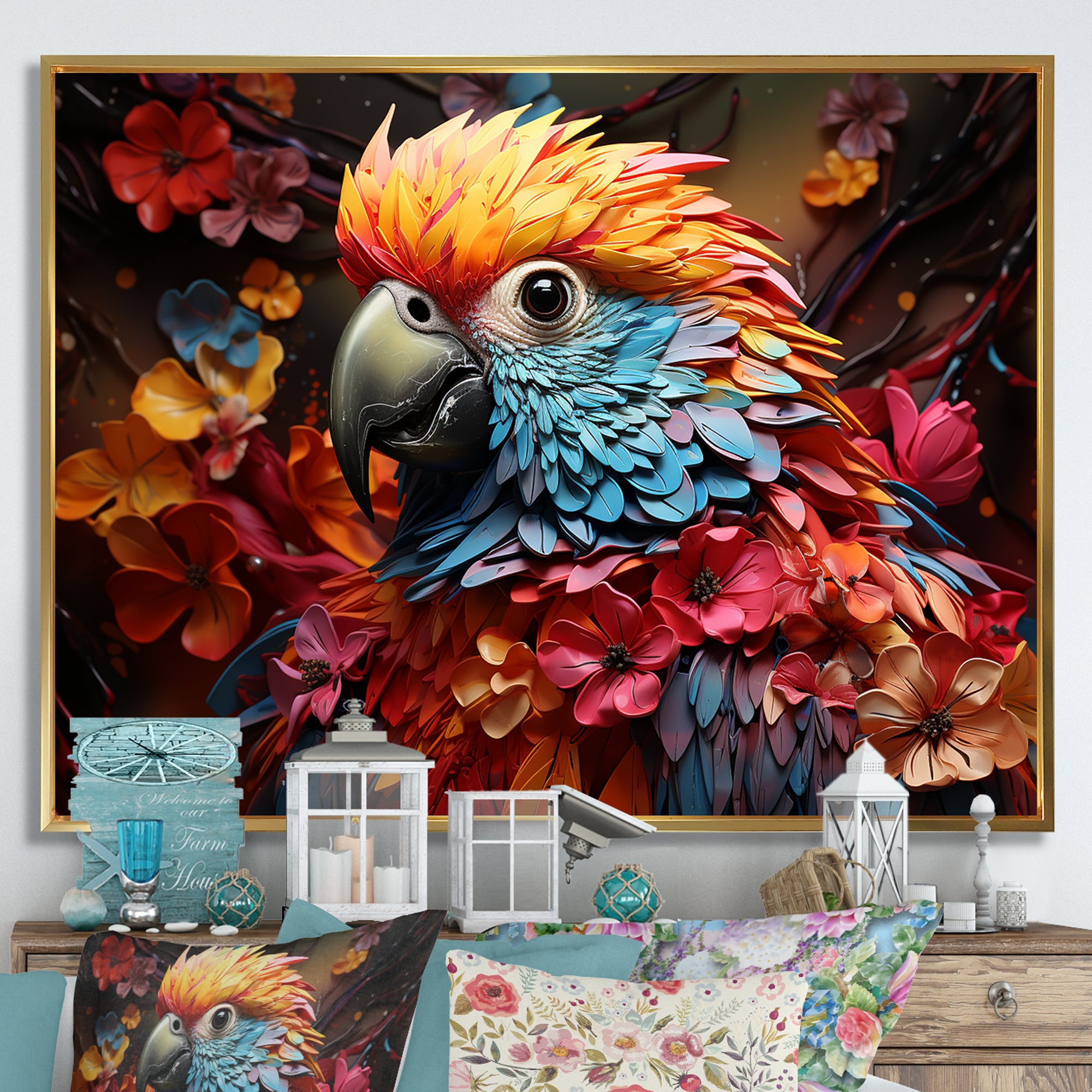 Parrot S Tropical Rhapsody - Parrot Large Canvas Wall Art
