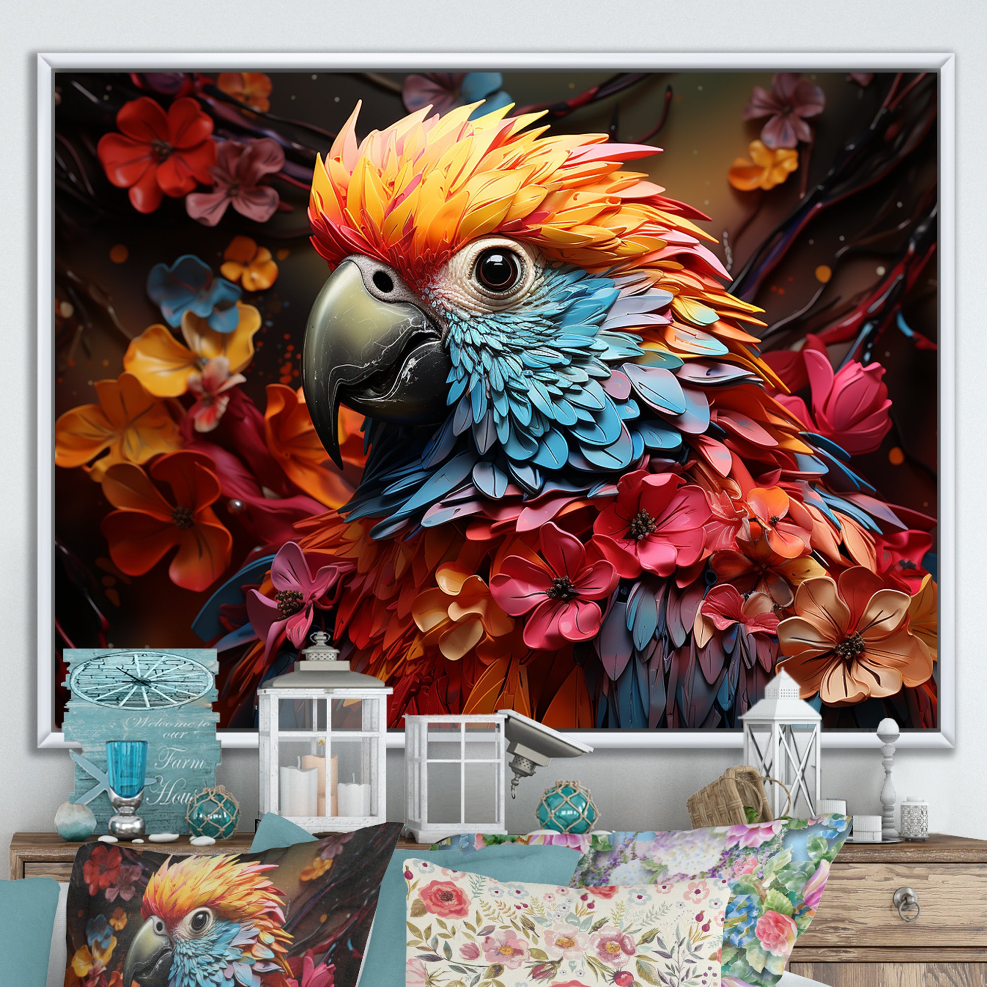 Parrot S Tropical Rhapsody - Parrot Large Canvas Wall Art
