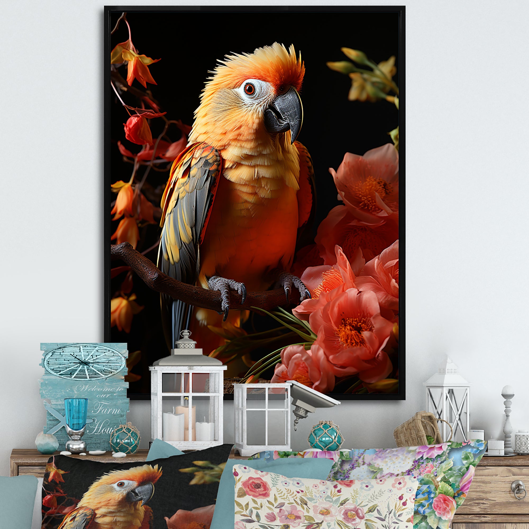 Parrot S Tropical Serenade - Parrot Living Room Wall Art