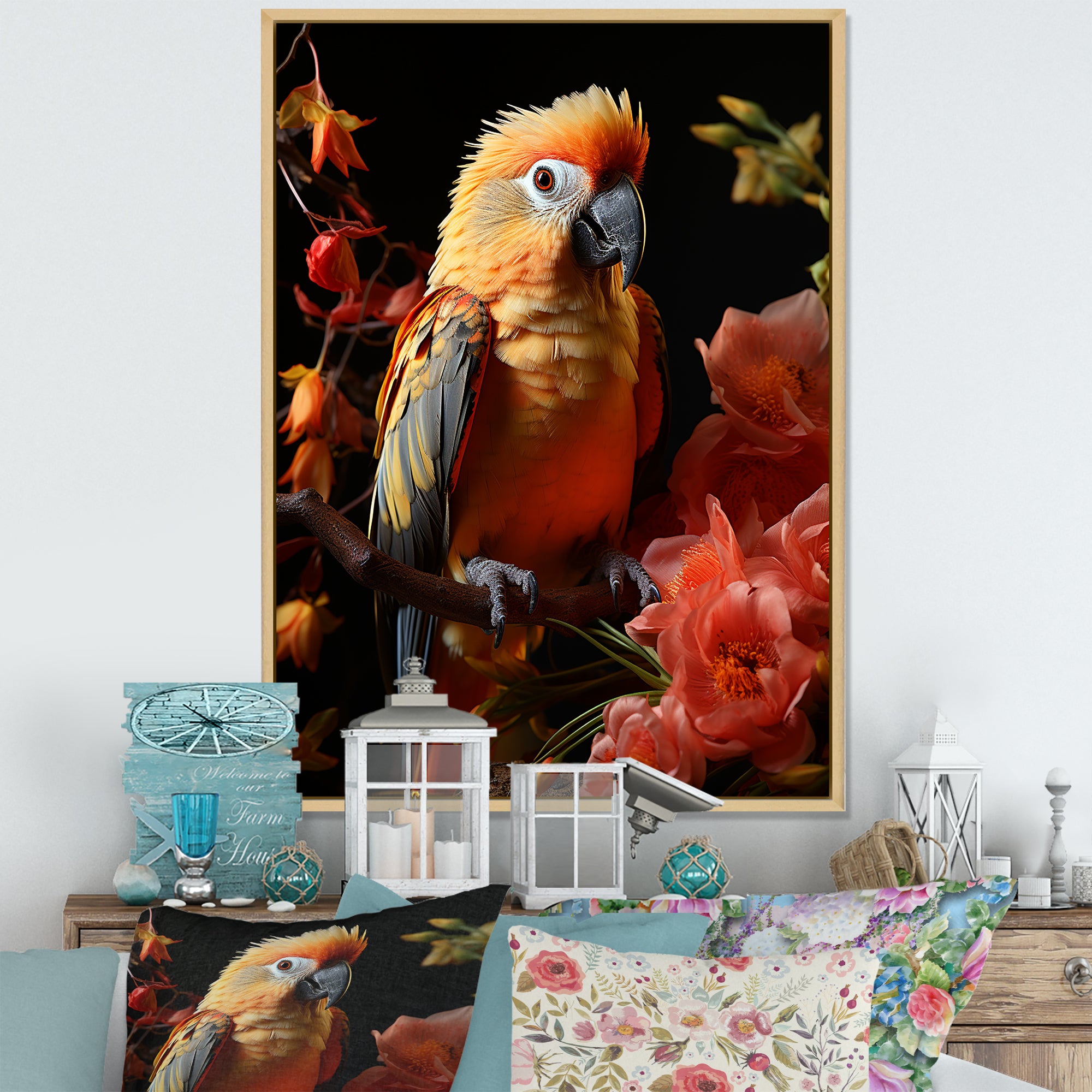 Parrot S Tropical Serenade - Parrot Living Room Wall Art