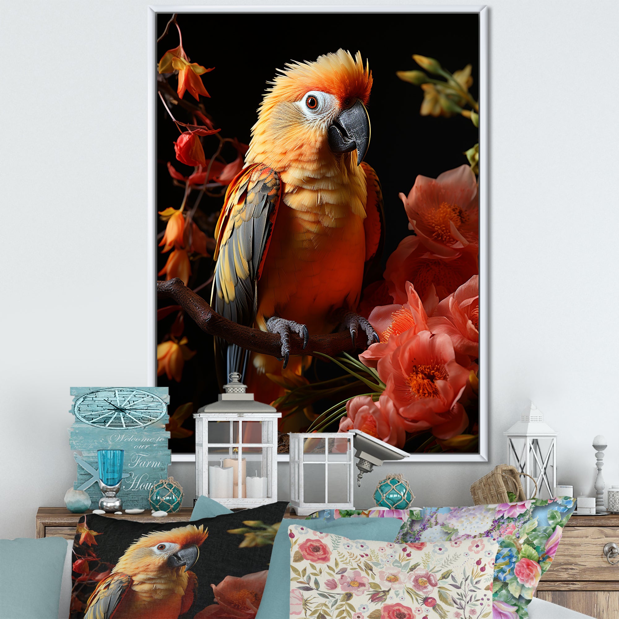 Parrot S Tropical Serenade - Parrot Living Room Wall Art