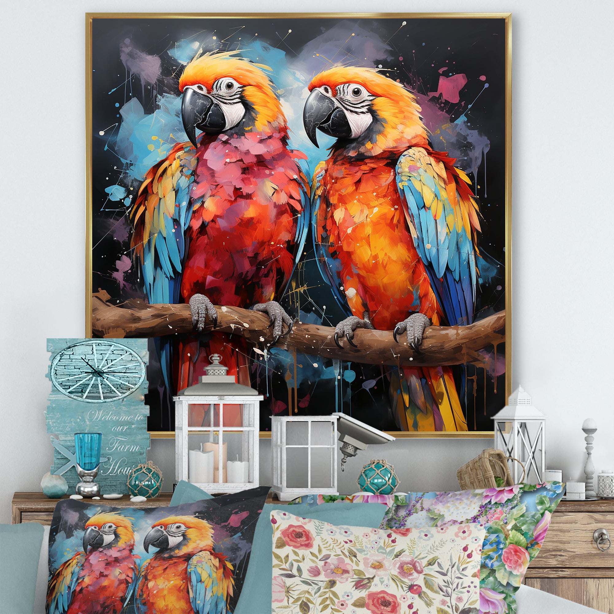 Vibrant Duets Parrot S - Parrot Wall Art Prints