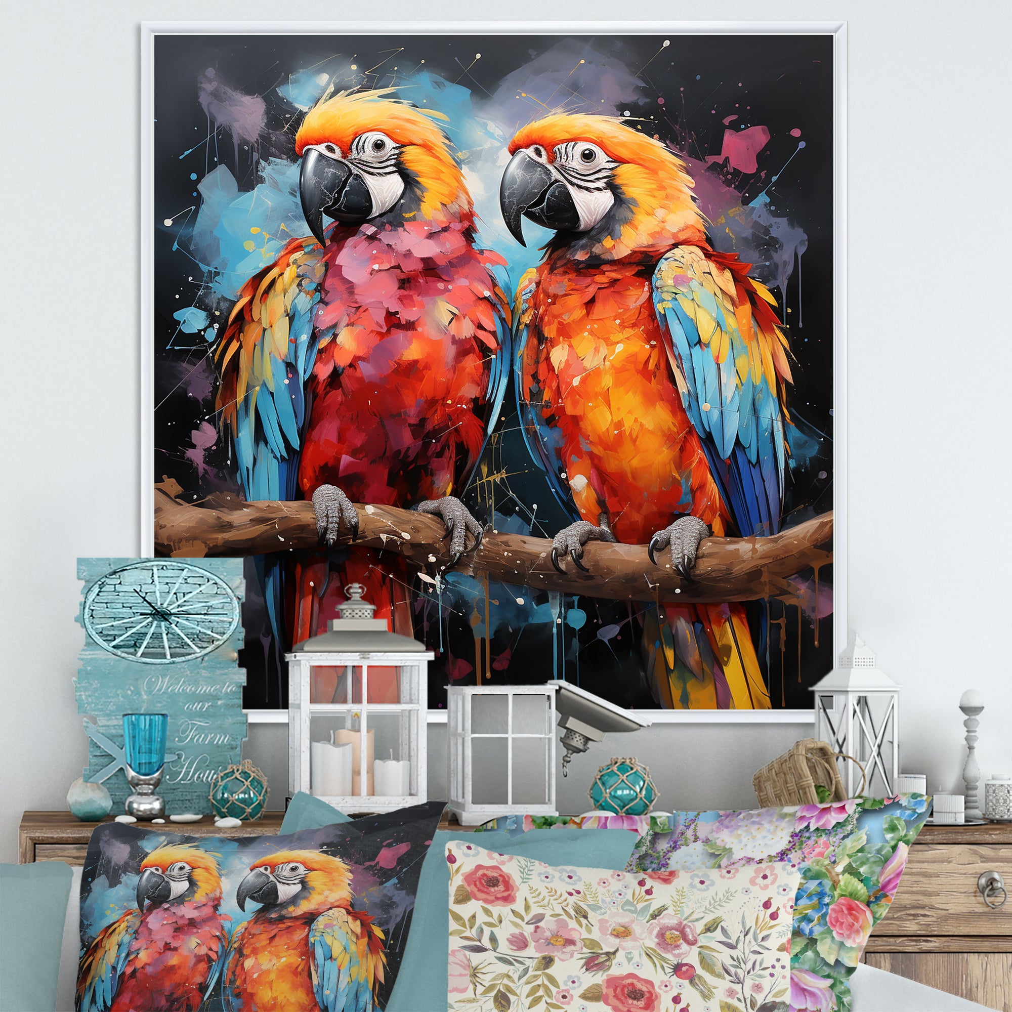 Vibrant Duets Parrot S - Parrot Wall Art Prints