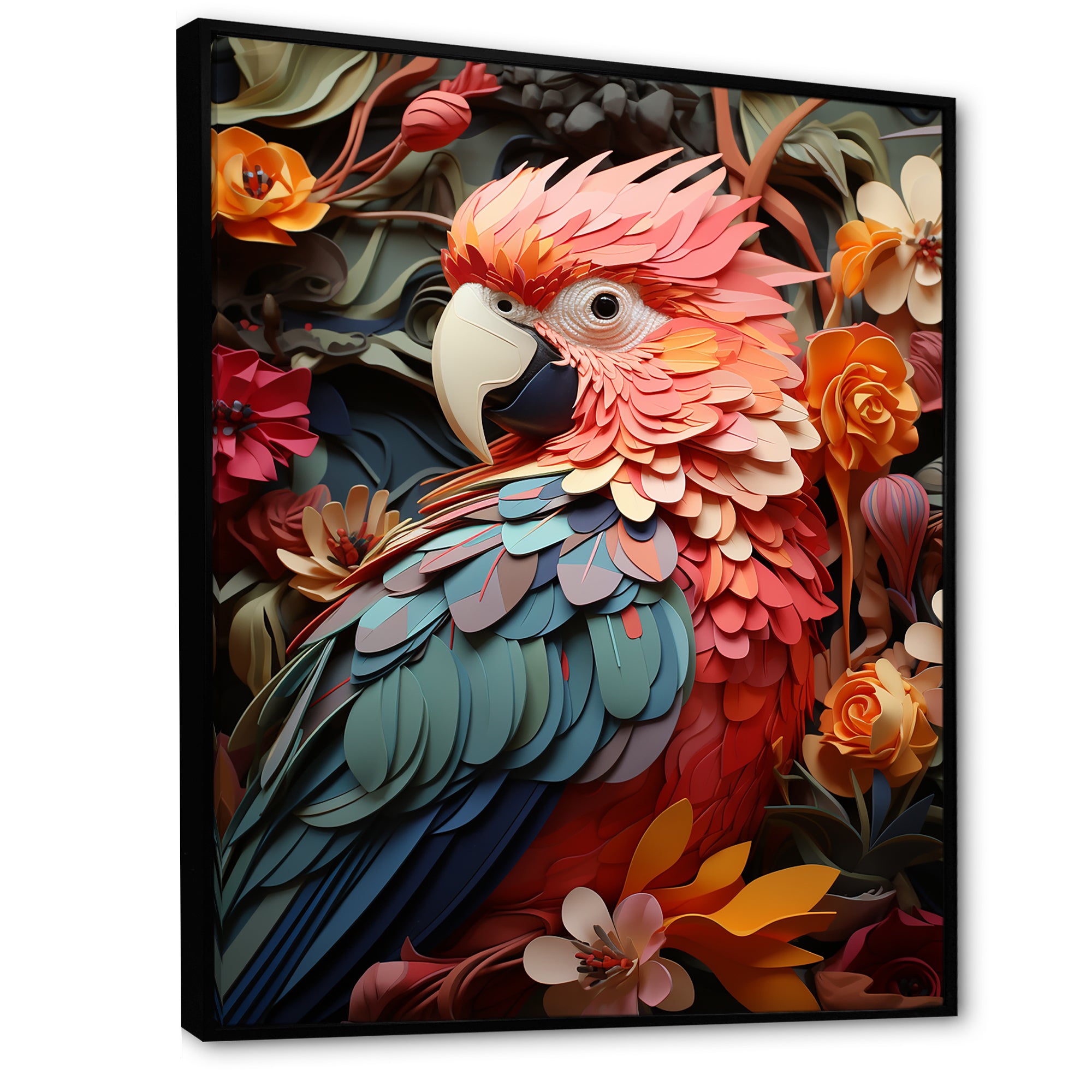 Parrot S Feathers Of The Tropics - Parrot Large Canvas Wall Art