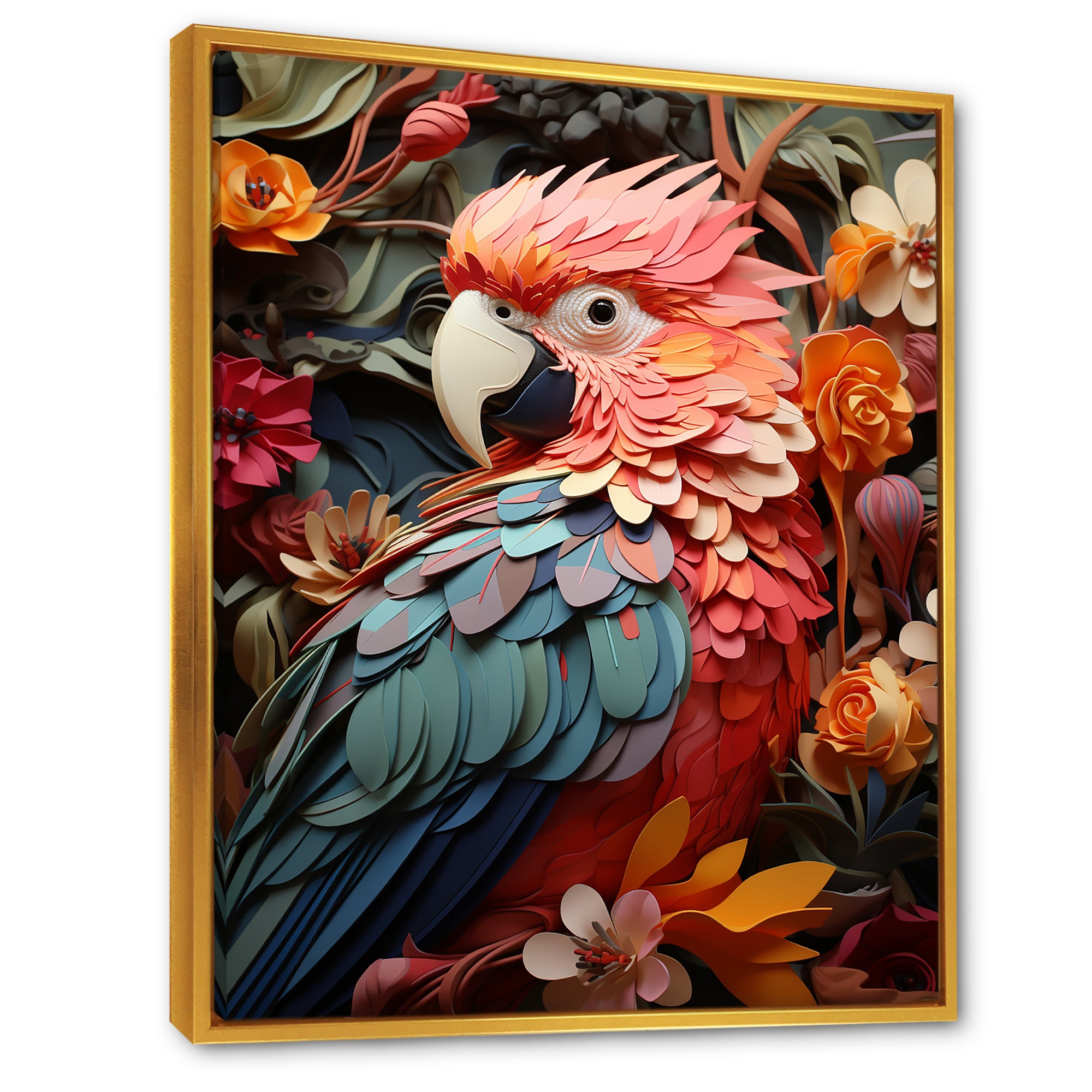 Parrot S Feathers Of The Tropics - Parrot Large Canvas Wall Art