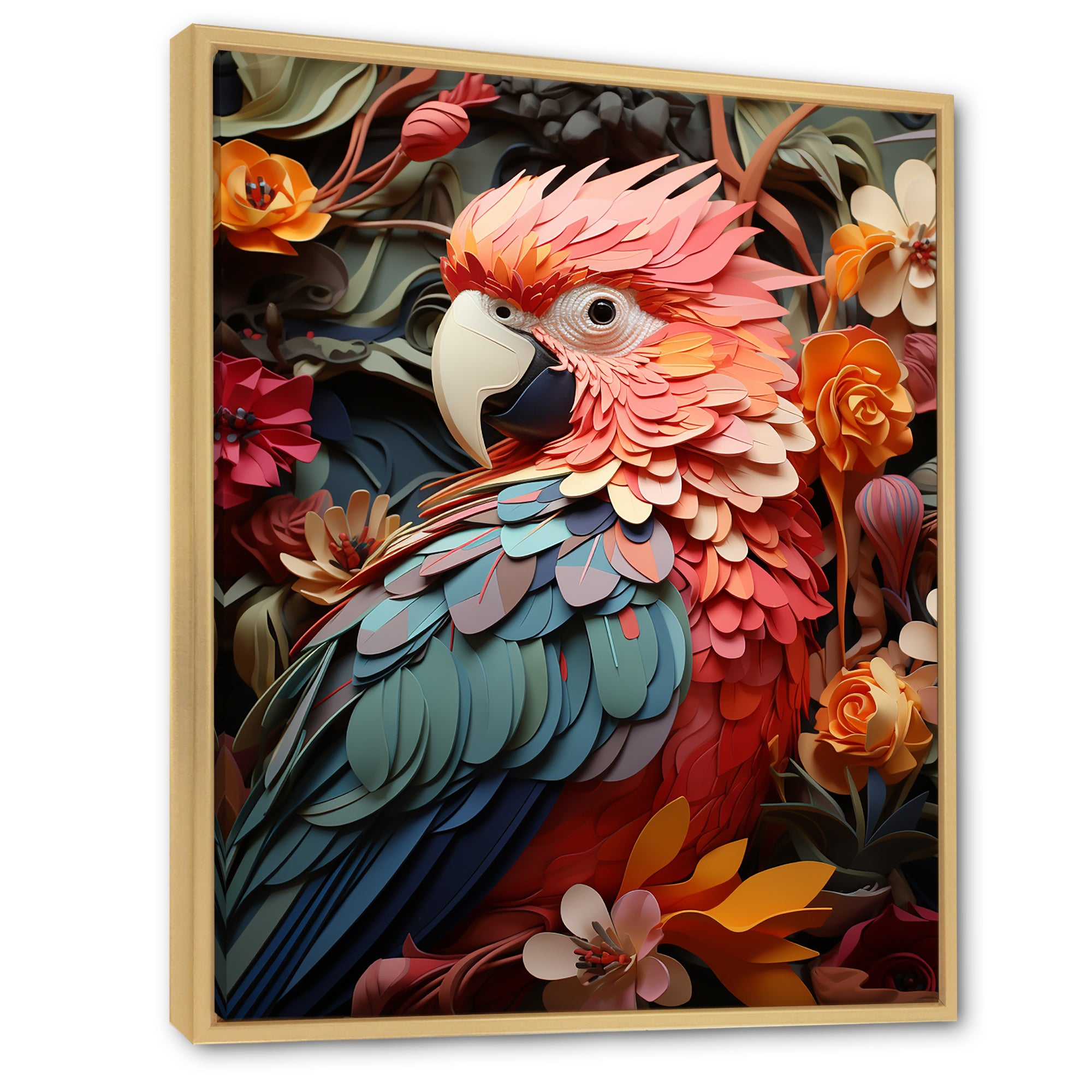 Parrot S Feathers Of The Tropics - Parrot Large Canvas Wall Art