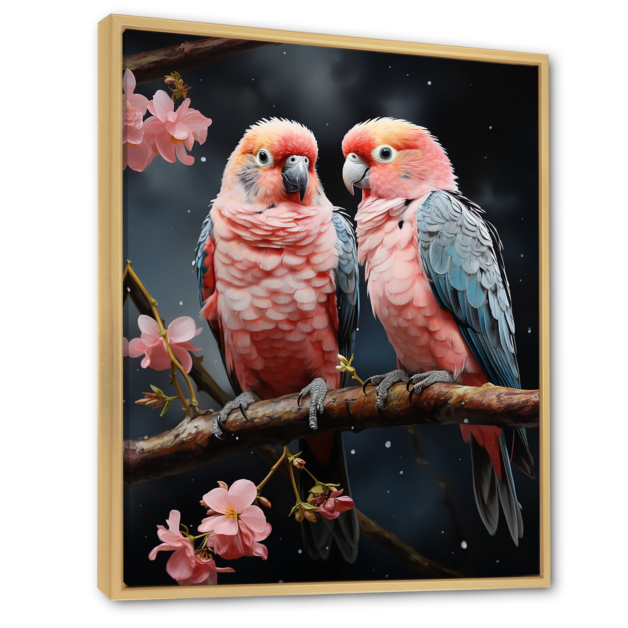 Whimsical Whispers Love Birds - Parrot Living Room Wall Art