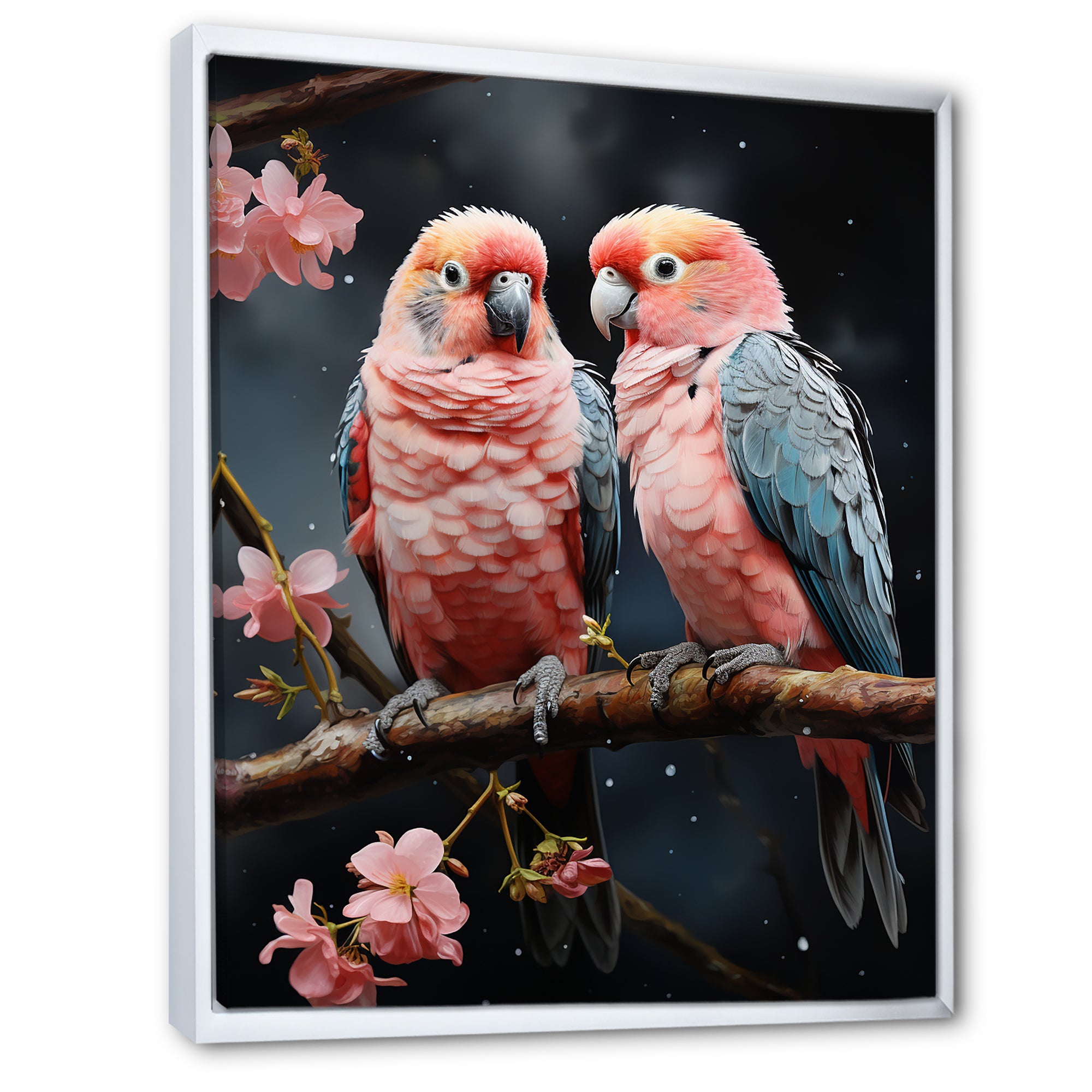 Whimsical Whispers Love Birds - Parrot Living Room Wall Art