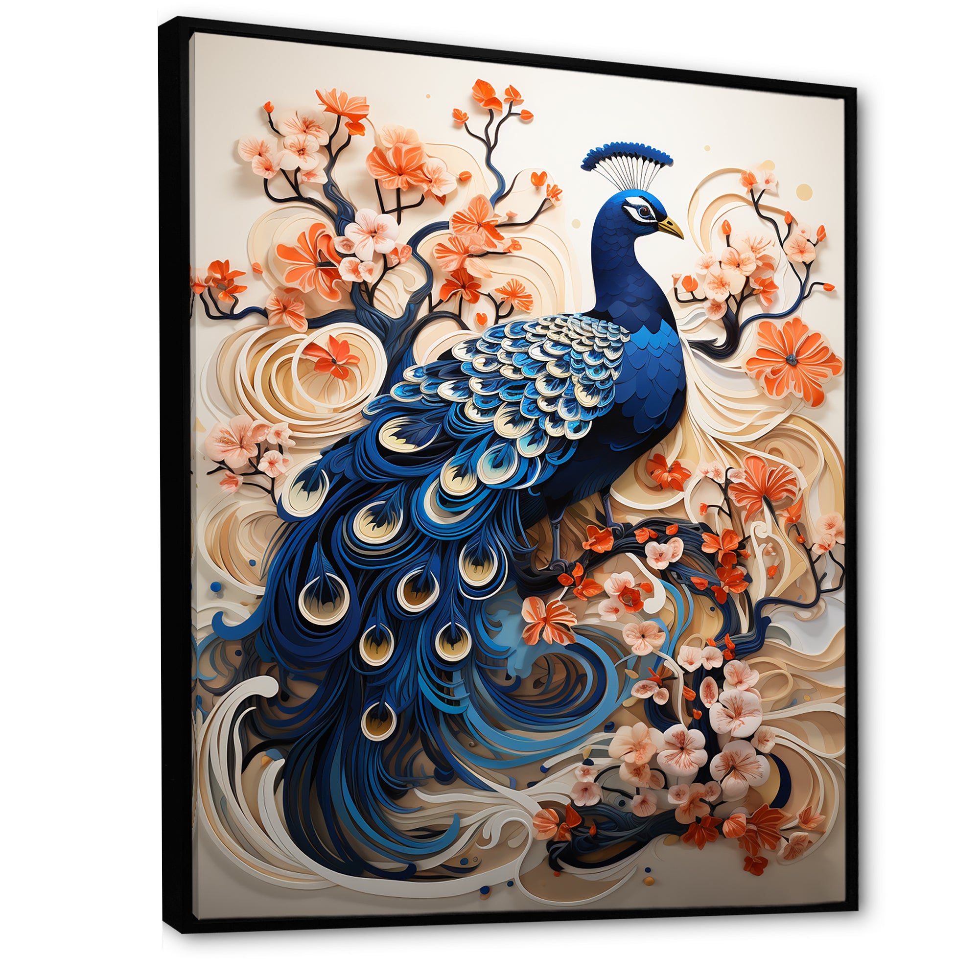Flower Colors Of The Peacock - Blue Peacock Wall Art