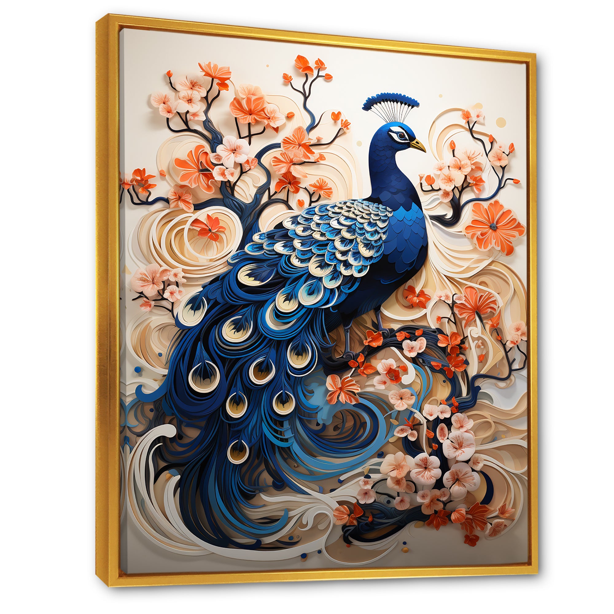 Flower Colors Of The Peacock - Blue Peacock Wall Art