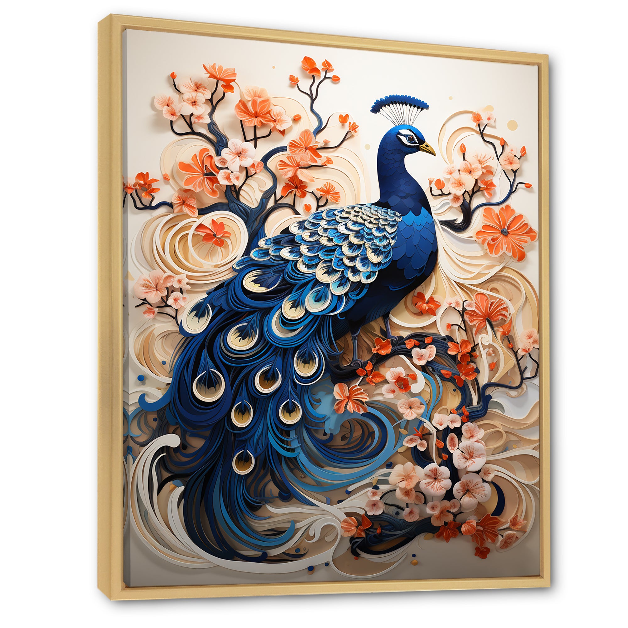 Flower Colors Of The Peacock - Blue Peacock Wall Art
