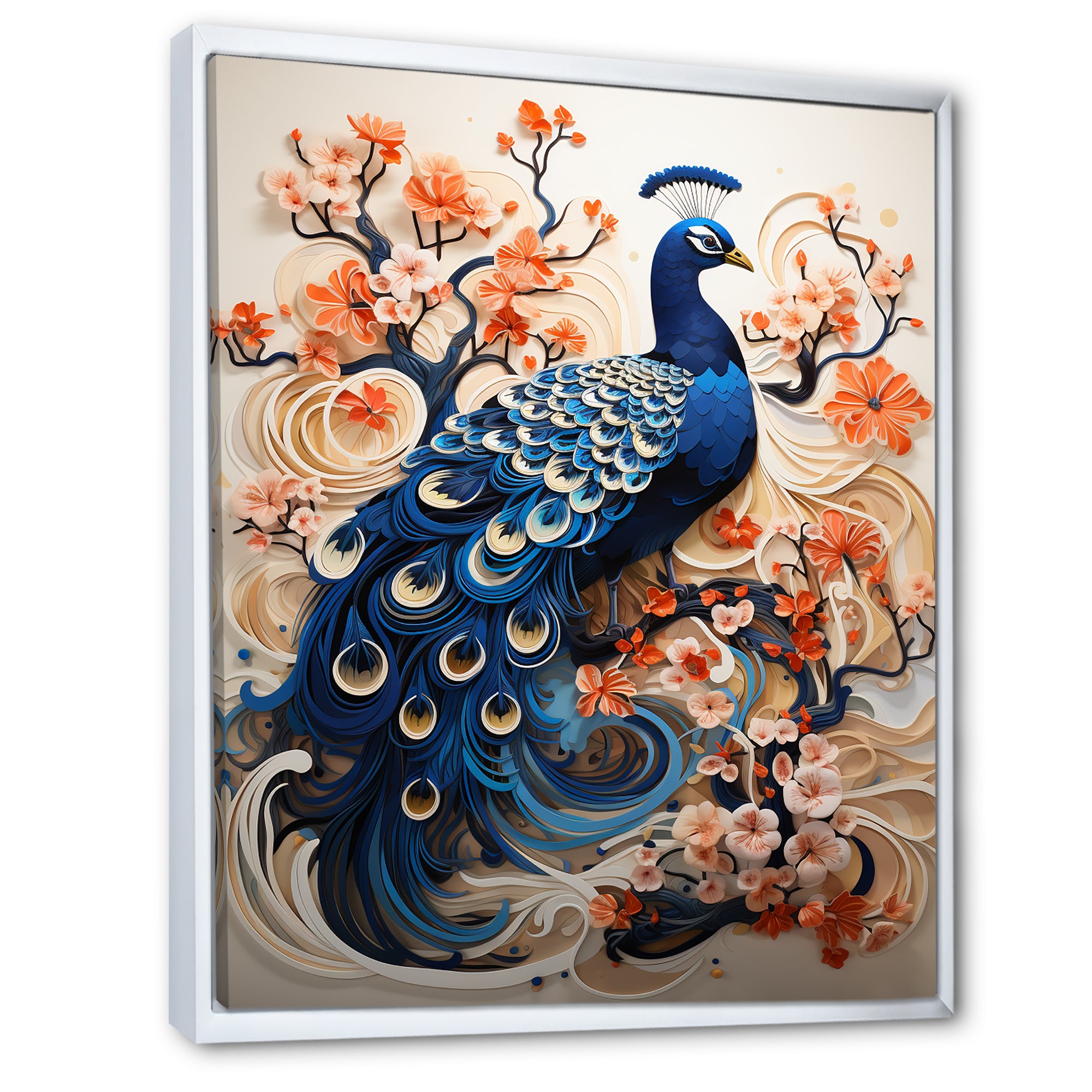 Flower Colors Of The Peacock - Blue Peacock Wall Art