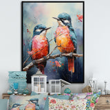 Blue And Coral Elegant Nature S Songbirds - Blue Bird Wall Art