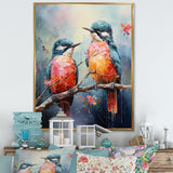 Blue And Coral Elegant Nature S Songbirds - Blue Bird Wall Art