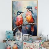 Blue And Coral Elegant Nature S Songbirds - Blue Bird Wall Art