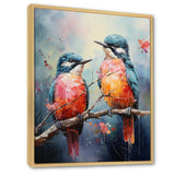 Blue And Coral Elegant Nature S Songbirds - Blue Bird Wall Art