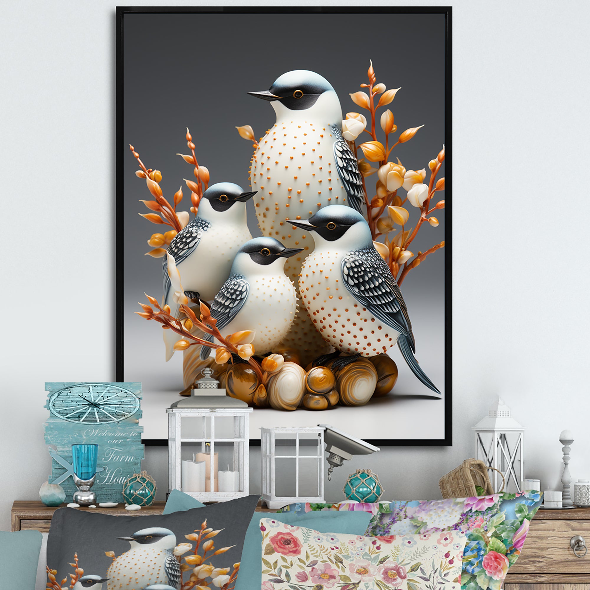 Frosty White Nature S Songbirds - Bird Wall Decor